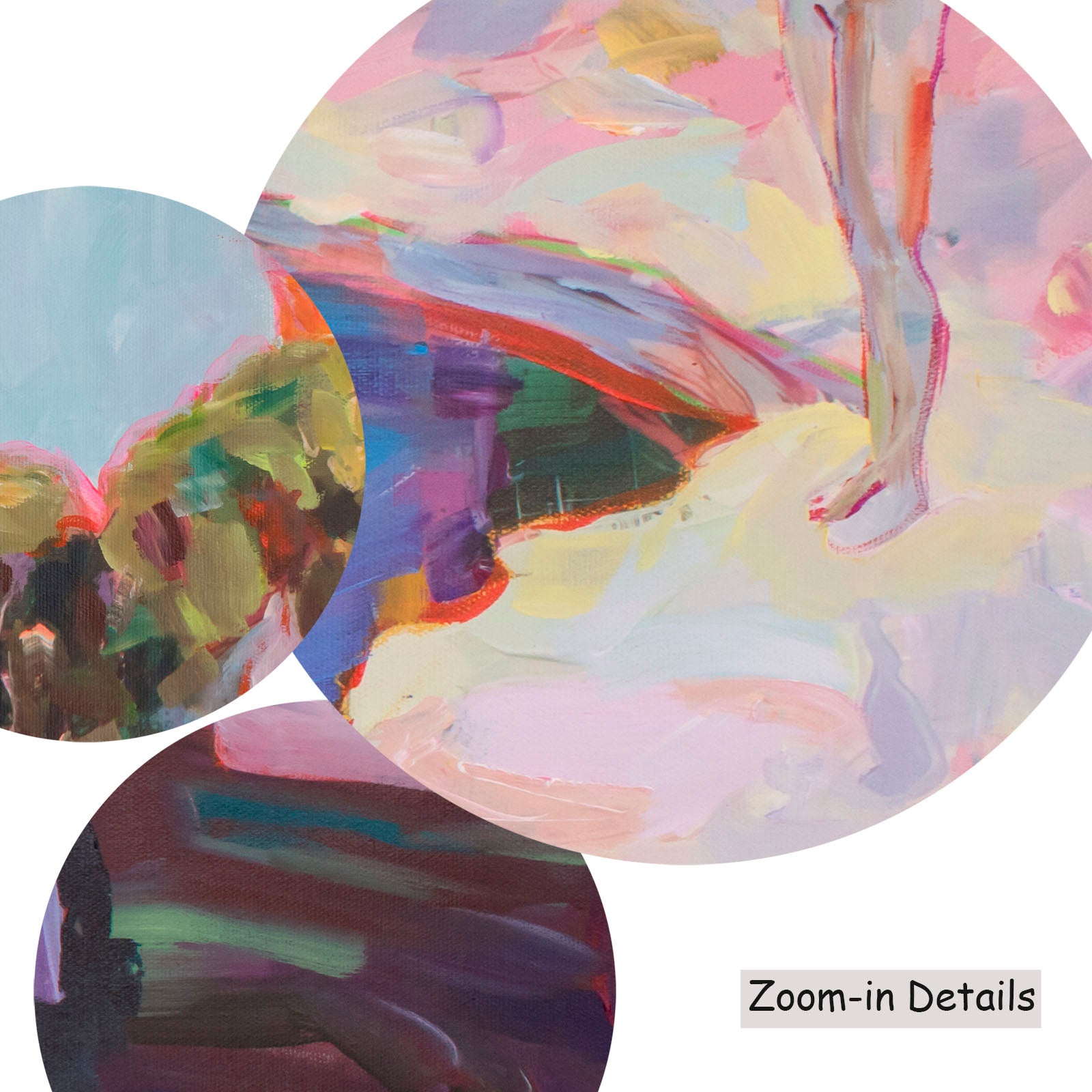 Contemplating canvas — close-up of brushwork texture and surface