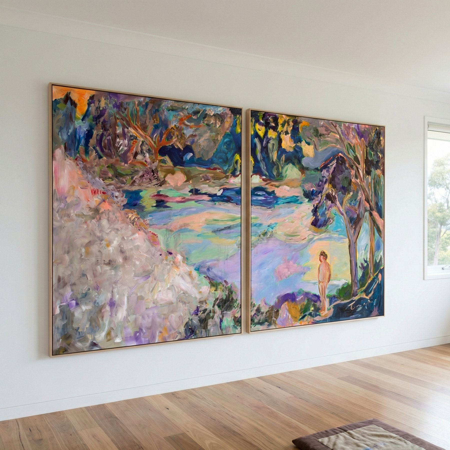 Accidental Knowing Modern canvas wall art framed and hung on a wall, 160 × 100 cm, by Summer Jiang