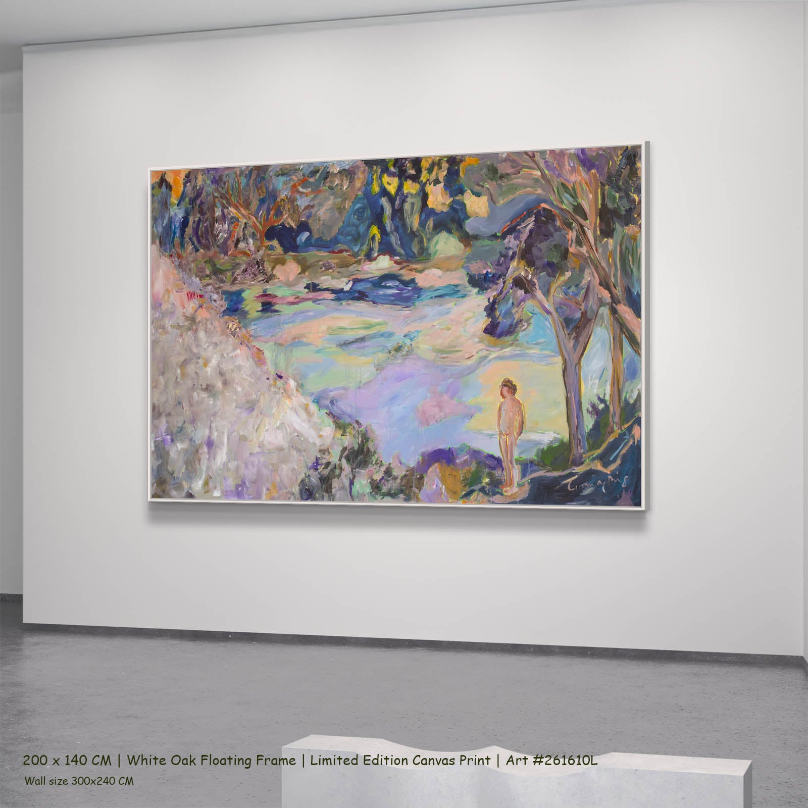 Accidental Knowing Modern canvas wall art in a white oak floating frame, 200 × 140 cm
