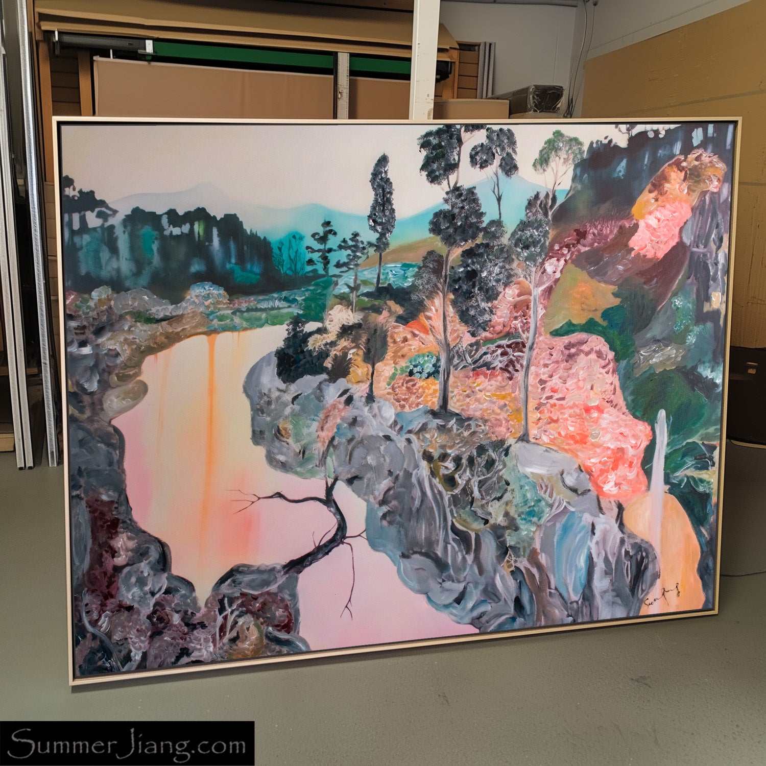 Beauty Oversized Abstract canvas wall art styled in a room setting by Summer Jiang