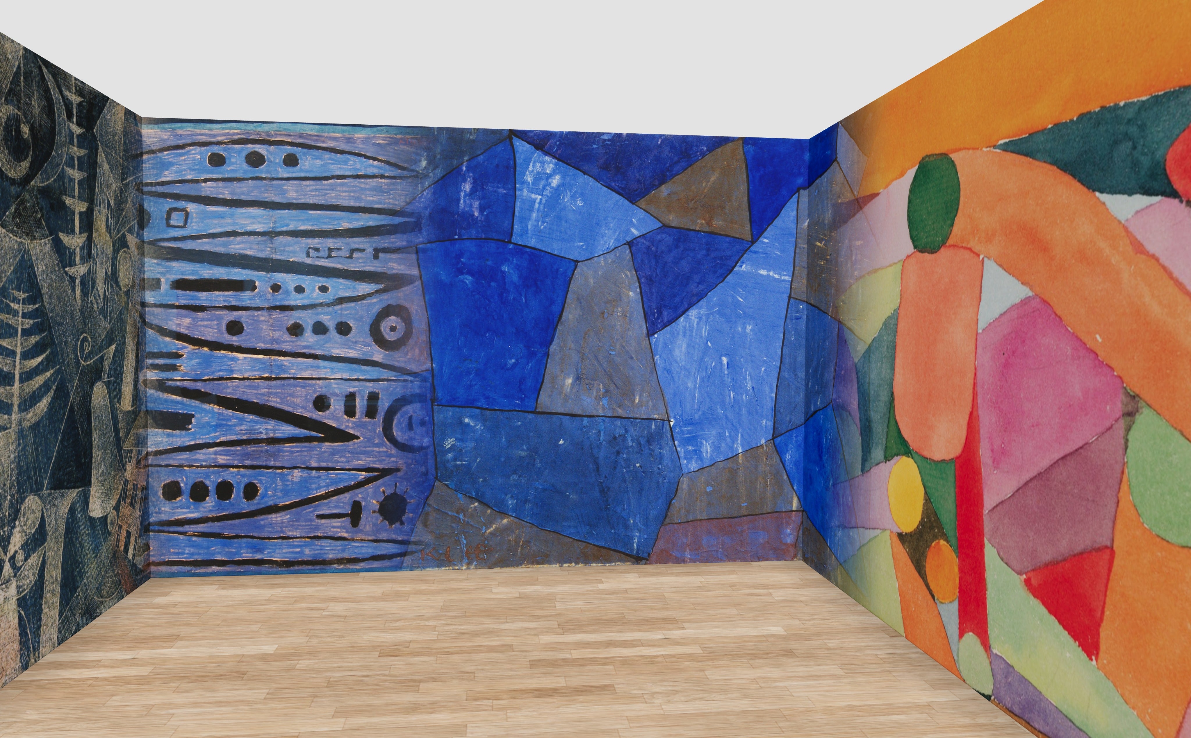 Colour Play Wall Mural — shown in a 12 m room at 270 cm ceiling