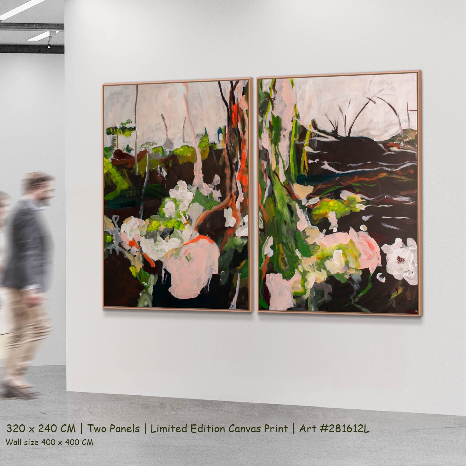 Rooted Presence Abstract two-panel canvas wall art set, 320 × 240 cm