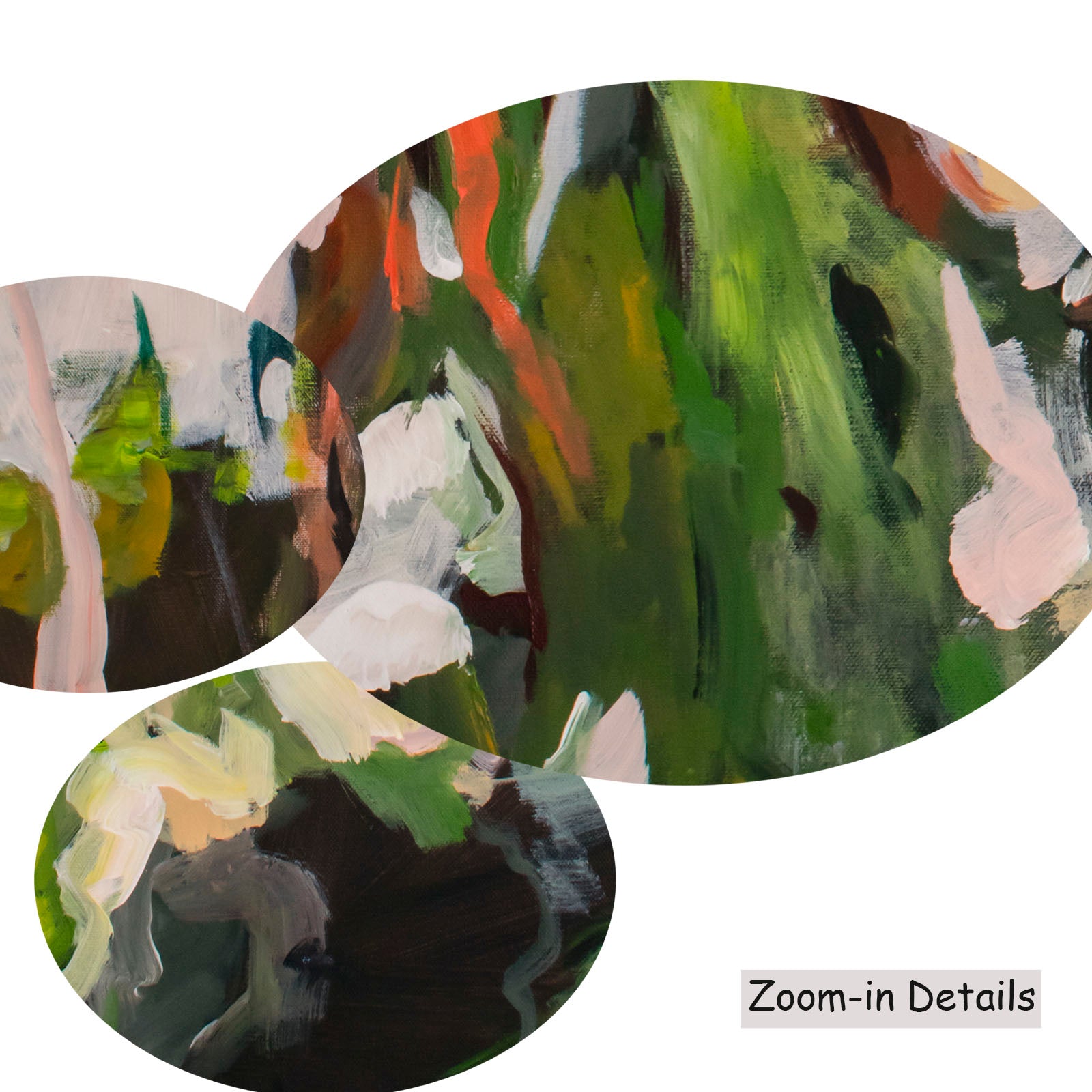 Rooted Presence canvas — close-up of brushwork texture and surface