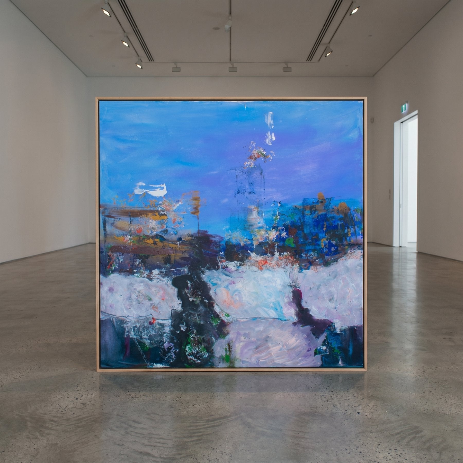 Holding On Contemporary canvas wall art styled in a room setting, 100 × 100 cm, by Summer Jiang