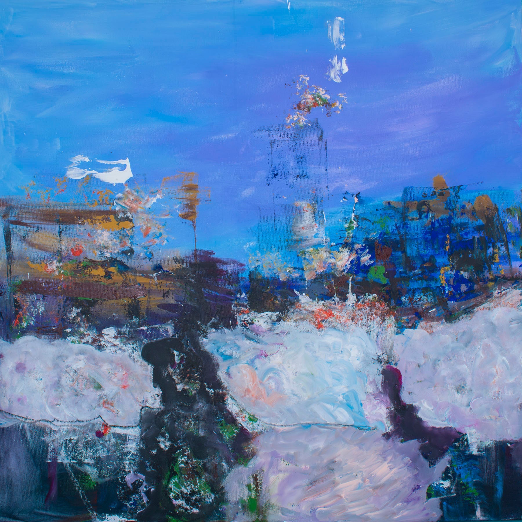 Holding On — blue white purple Extra Large Contemporary Landscape canvas wall art by Summer Jiang