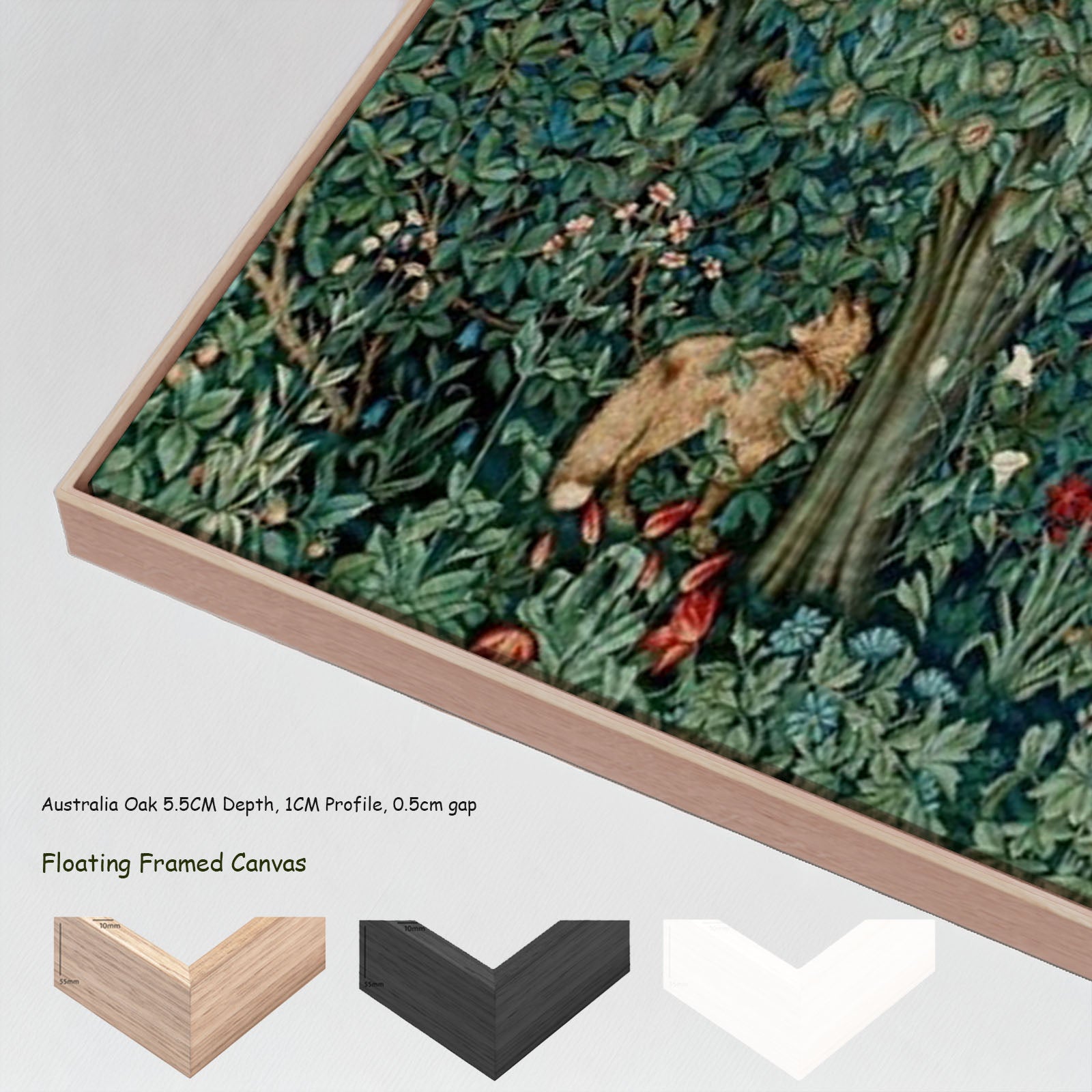 Fresh Forest — floating frames, large green forest canvas print