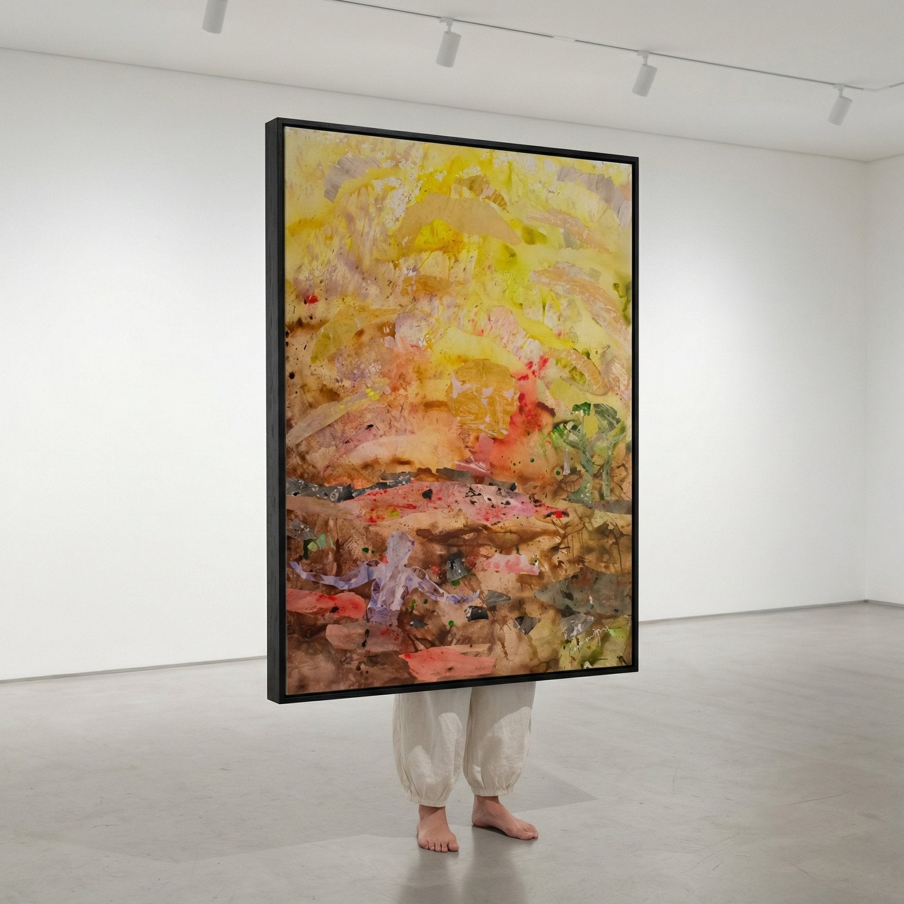 Walk Through Dawn Modern canvas wall art styled in a room setting, 120 × 160 cm, by Summer Jiang