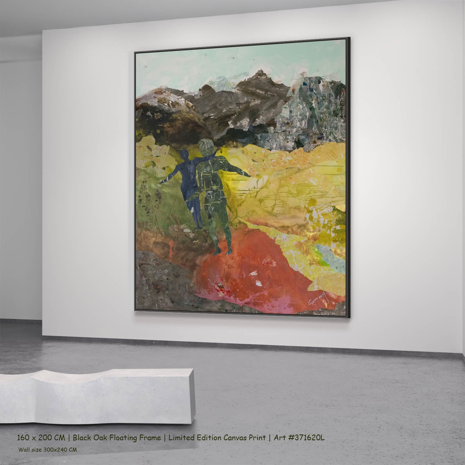 Path Becoming Contemporary canvas wall art in a black oak floating frame, 160 × 200 cm