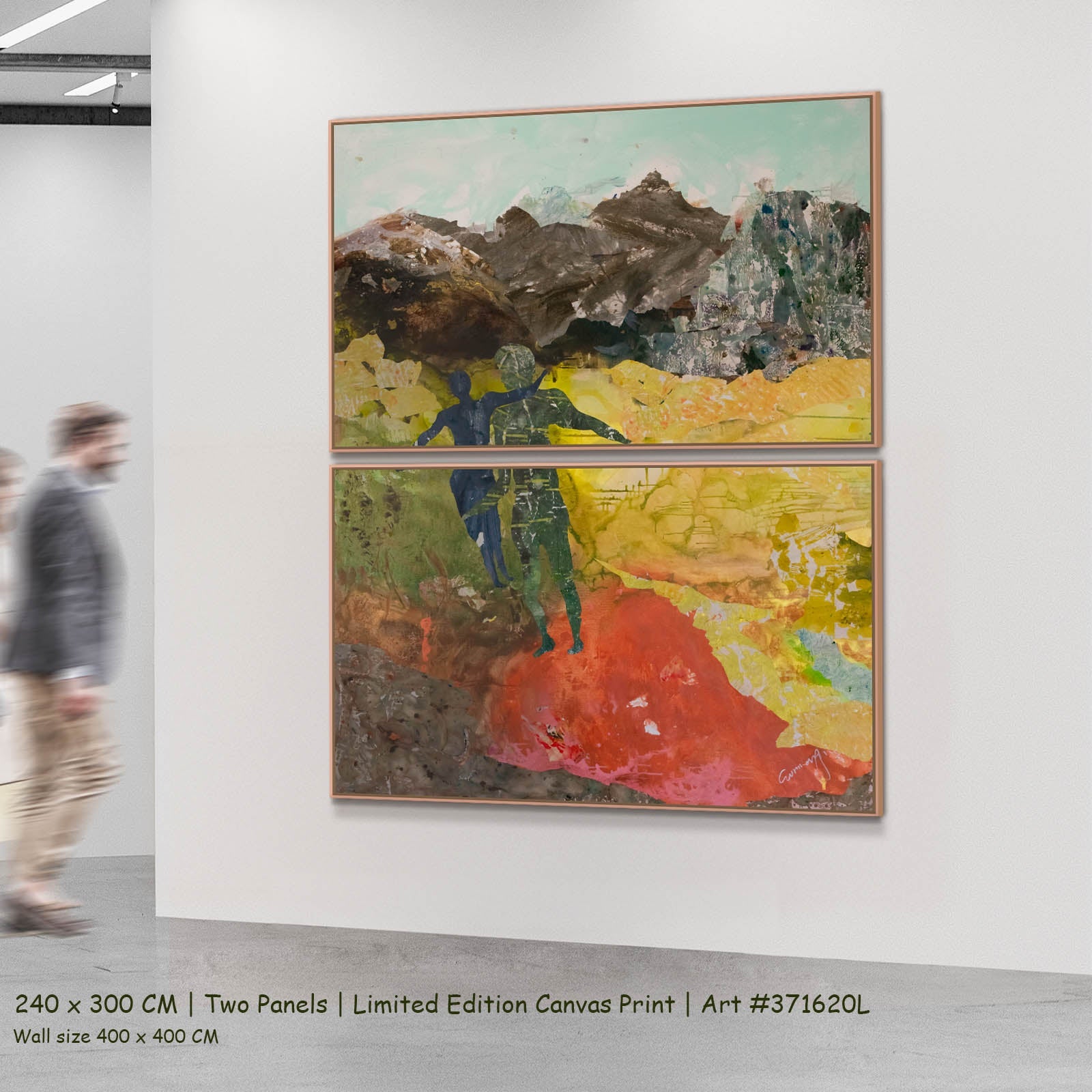 Path Becoming Contemporary two-panel canvas wall art set, 240 × 300 cm