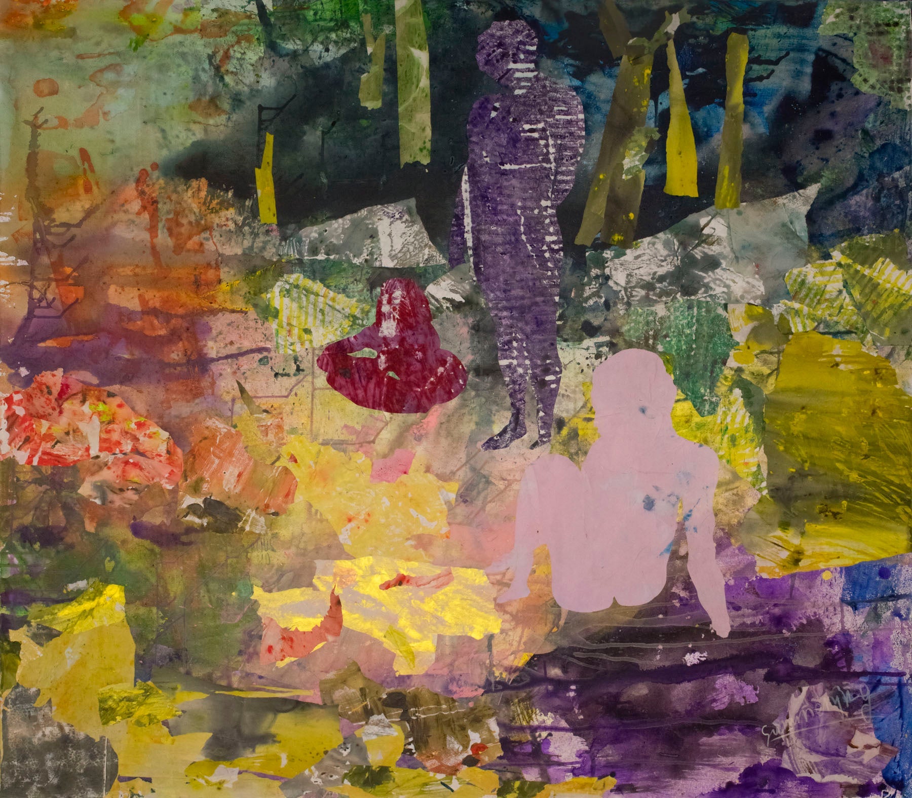 As We Are — yellow purple green Large Abstract canvas wall art by Summer Jiang