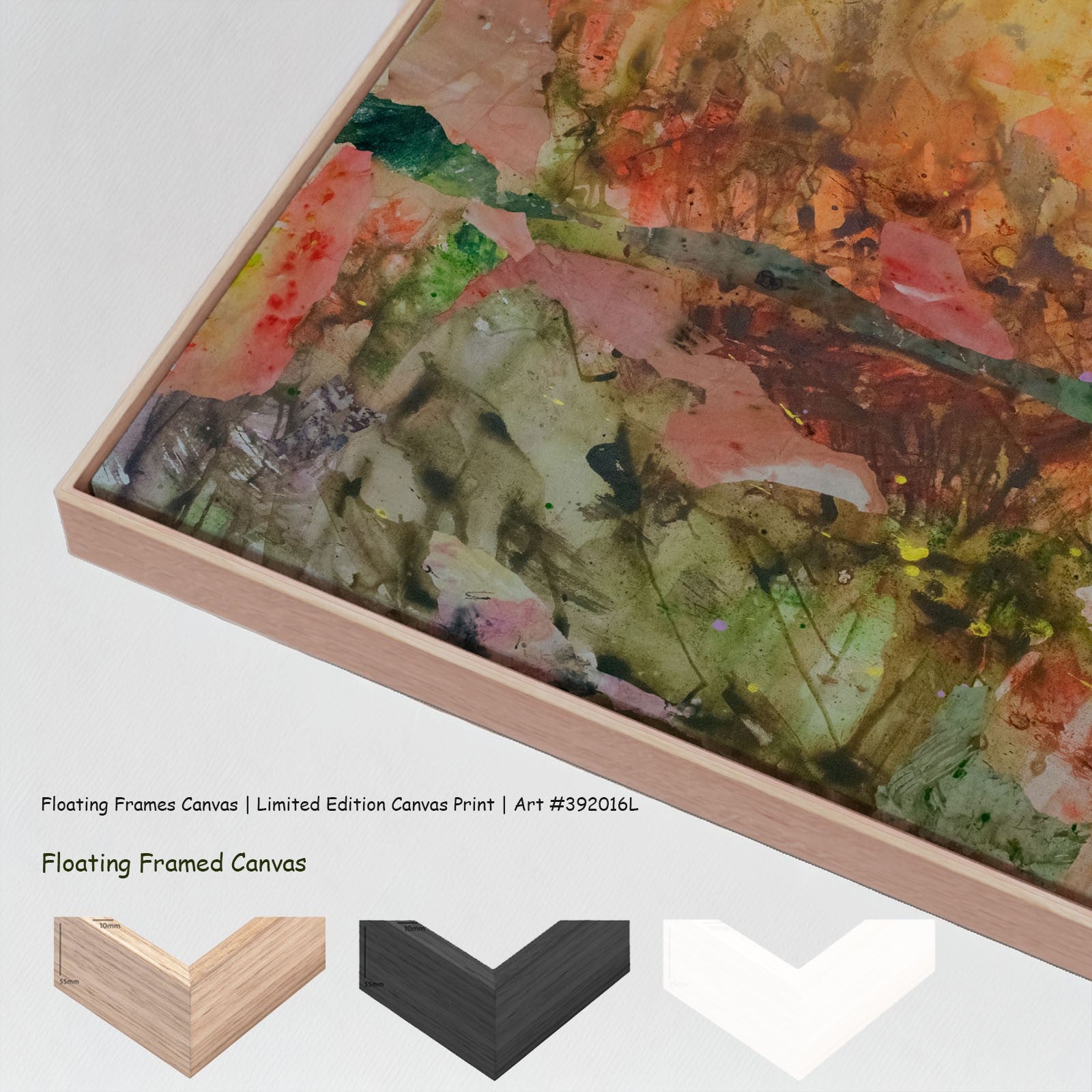 The Merge Large Scale canvas wall art with floating frame options