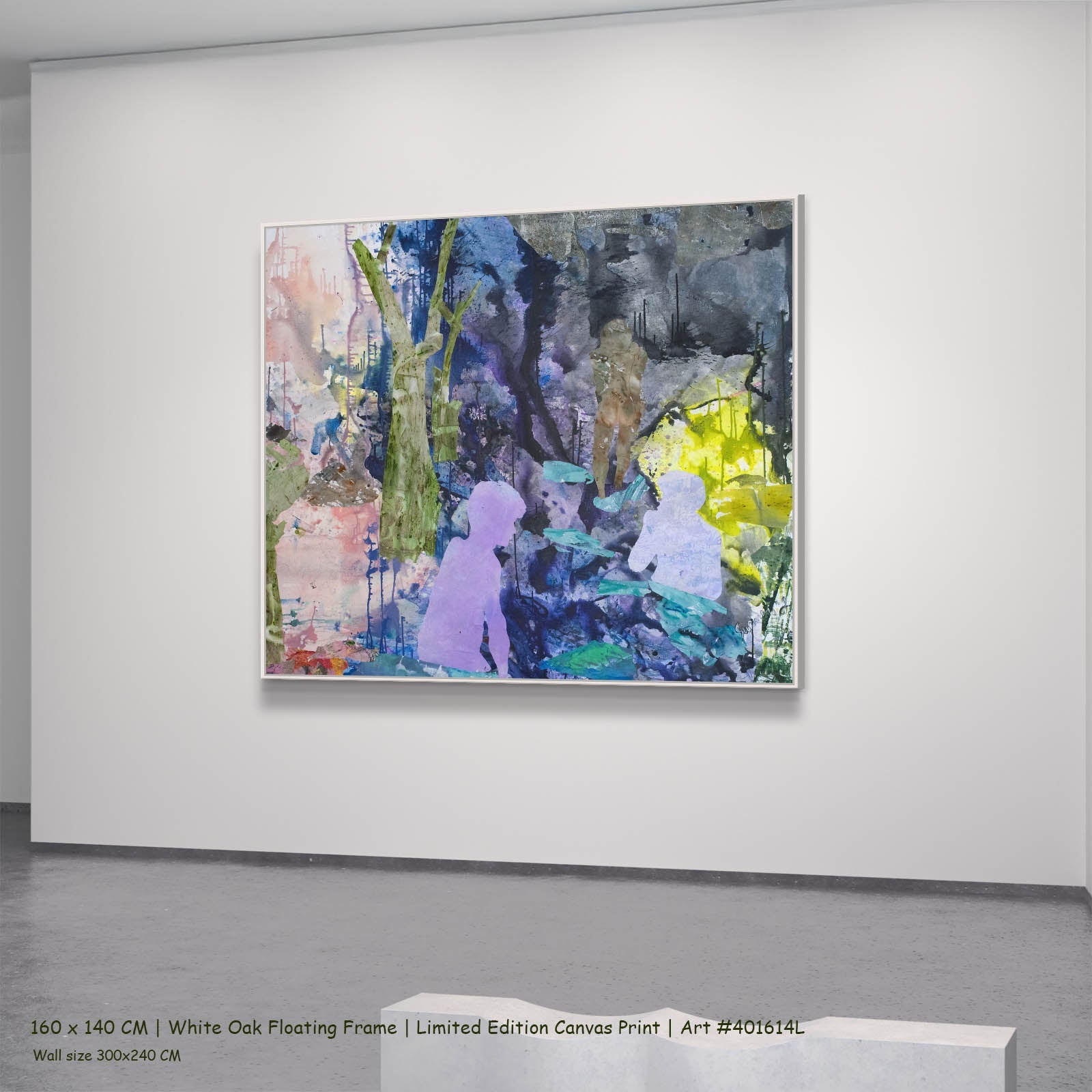 The Search Contemporary canvas wall art in a white oak floating frame, 160 × 140 cm