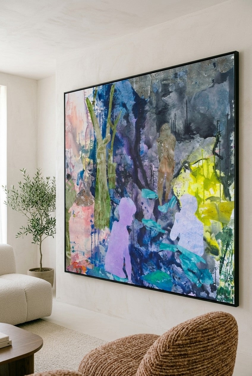 Large blue and purple canvas print of The Search by Summer Jiang