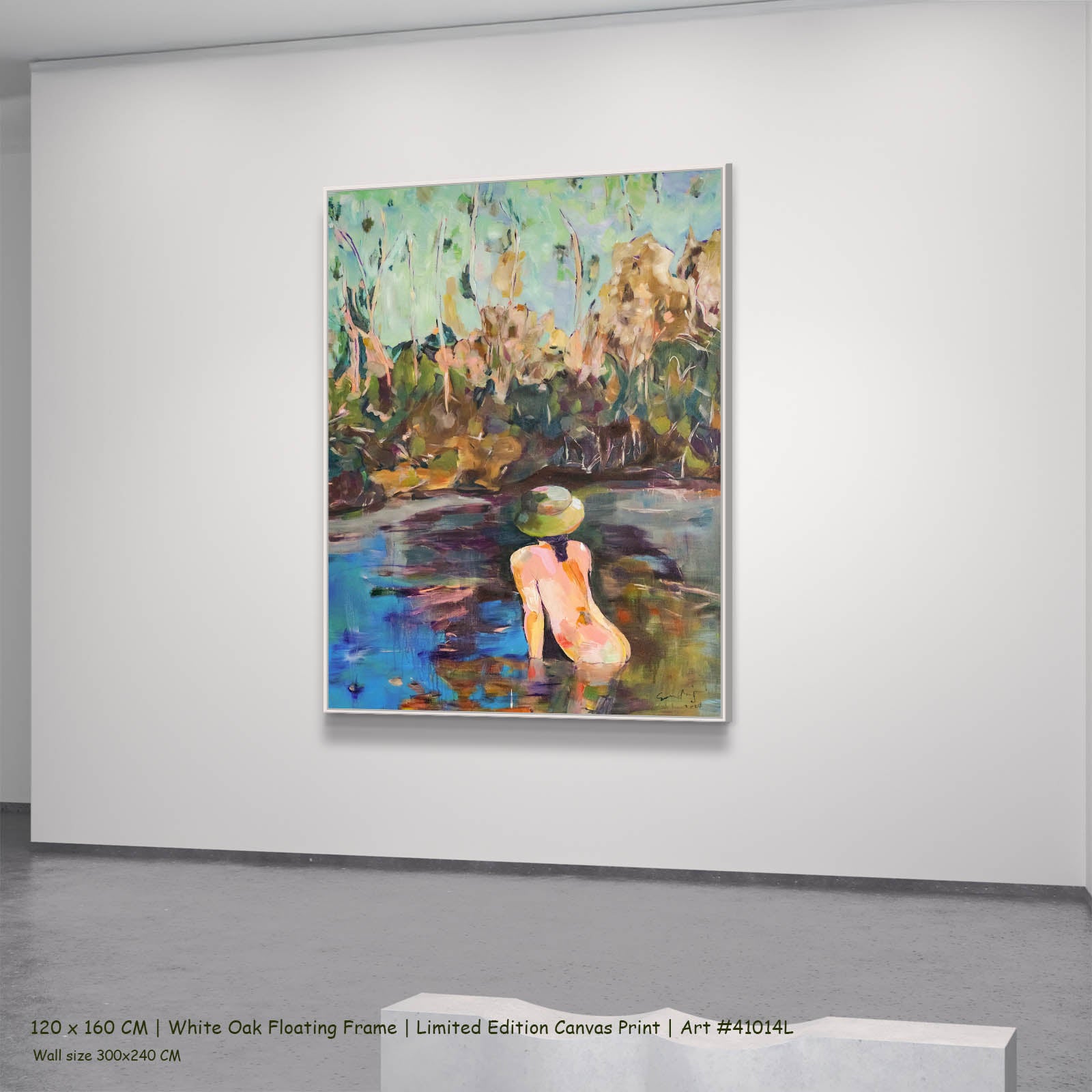 Missed Abstract canvas wall art in a white oak floating frame, 120 × 160 cm