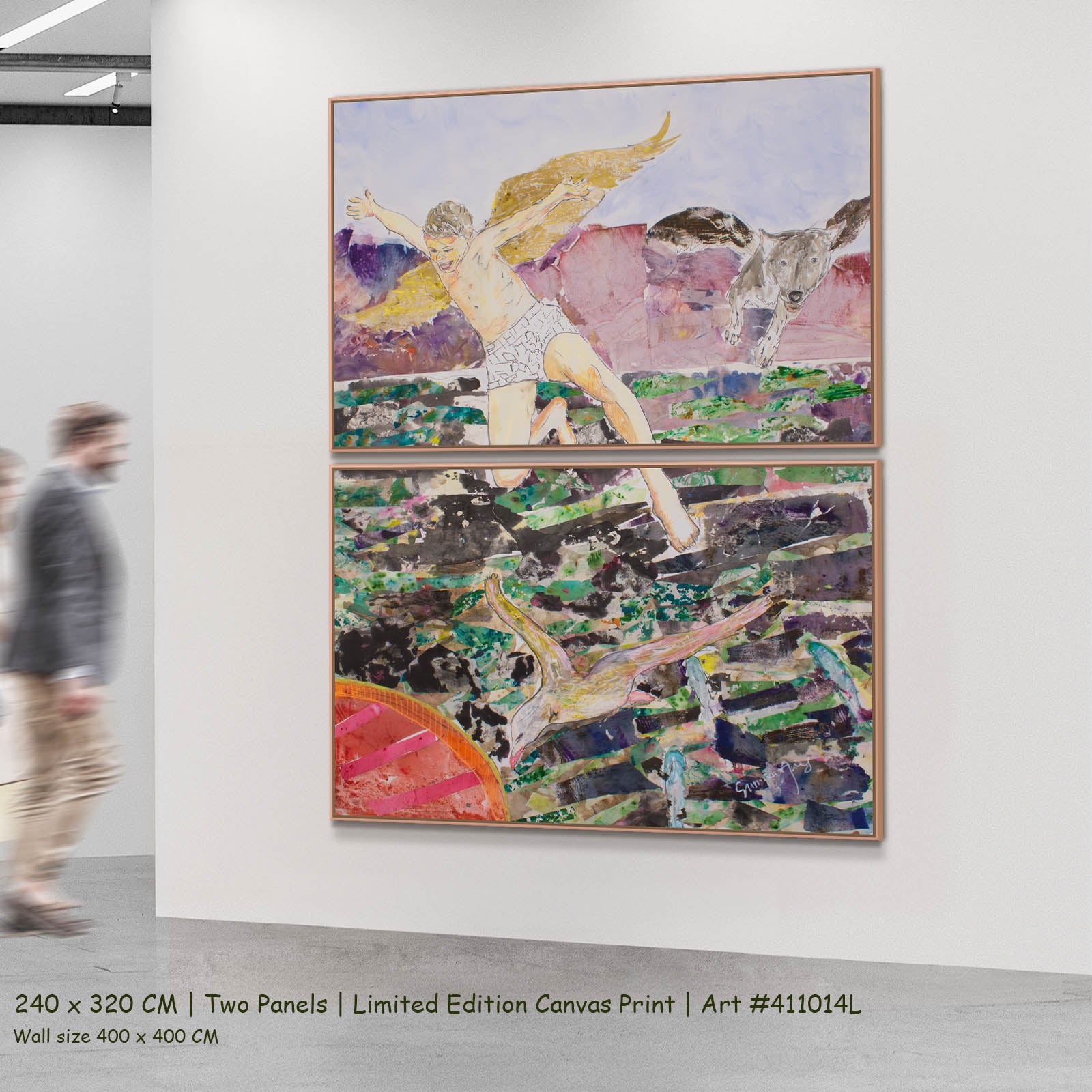 Leap of the Wild Heart Abstract two-panel canvas wall art set, 240 × 320 cm