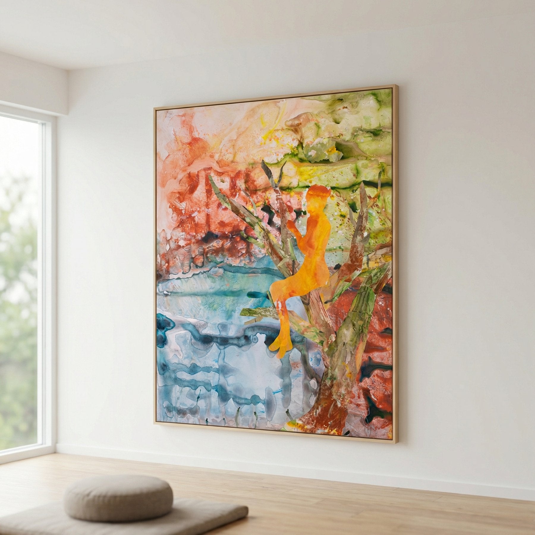 Golden Canopy Modern canvas wall art framed and hung on a wall, 160 × 200 cm, by Summer Jiang