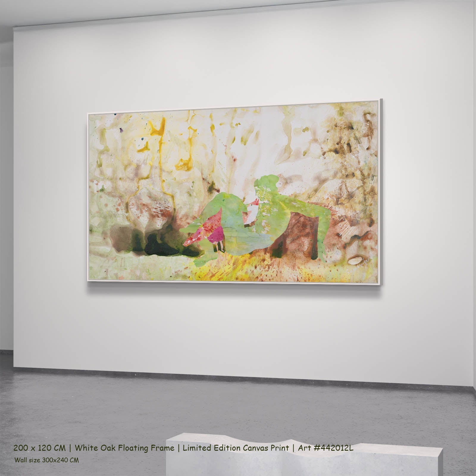 Swan's Whisper Modern canvas wall art in a white oak floating frame, 200 × 120 cm