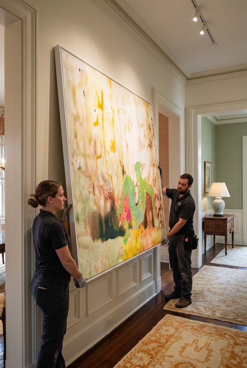 Large green and yellow Modern canvas print of Swan's Whisper by Summer Jiang