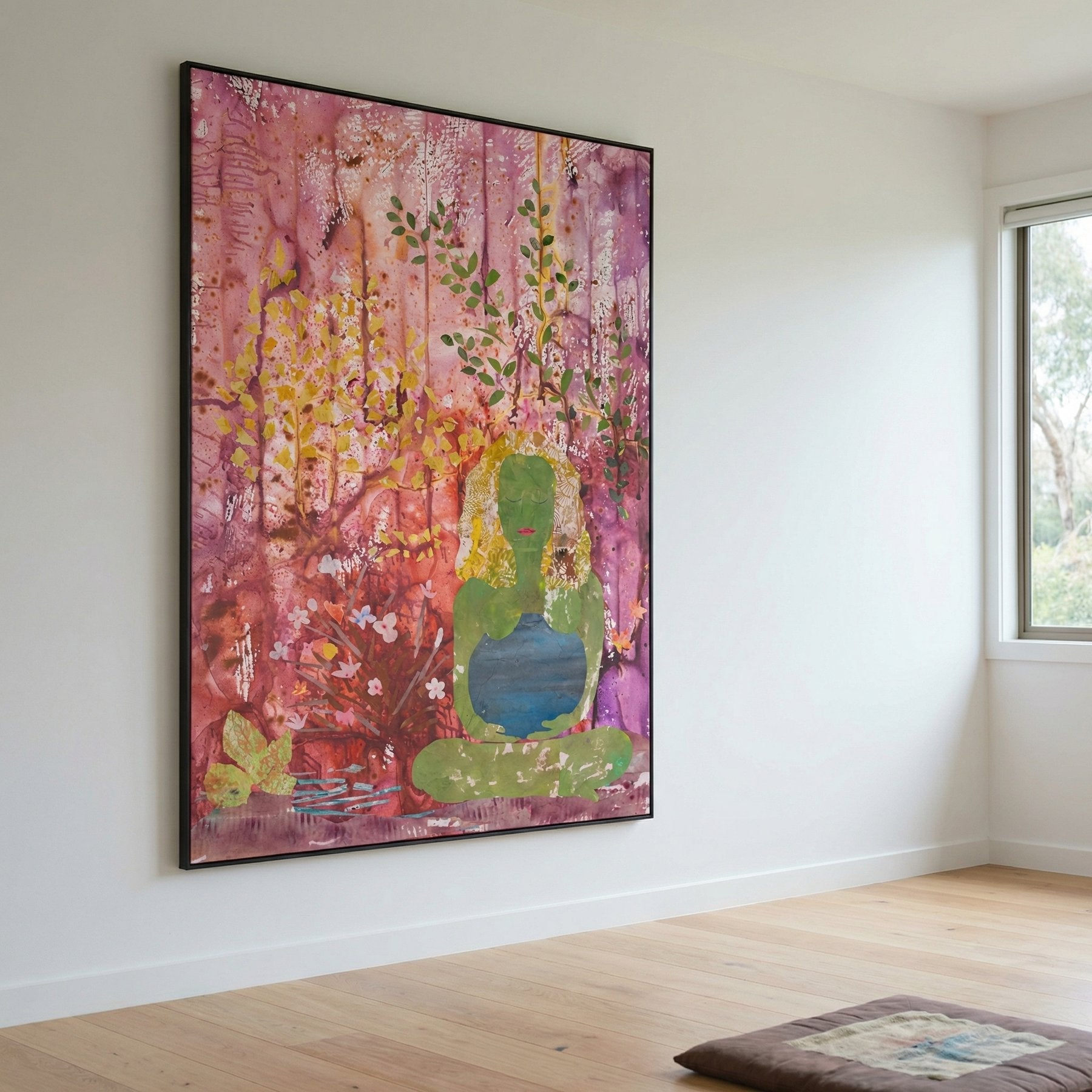 Mother Earth Abstract canvas wall art framed and hung on a wall, 120 × 160 cm, by Summer Jiang