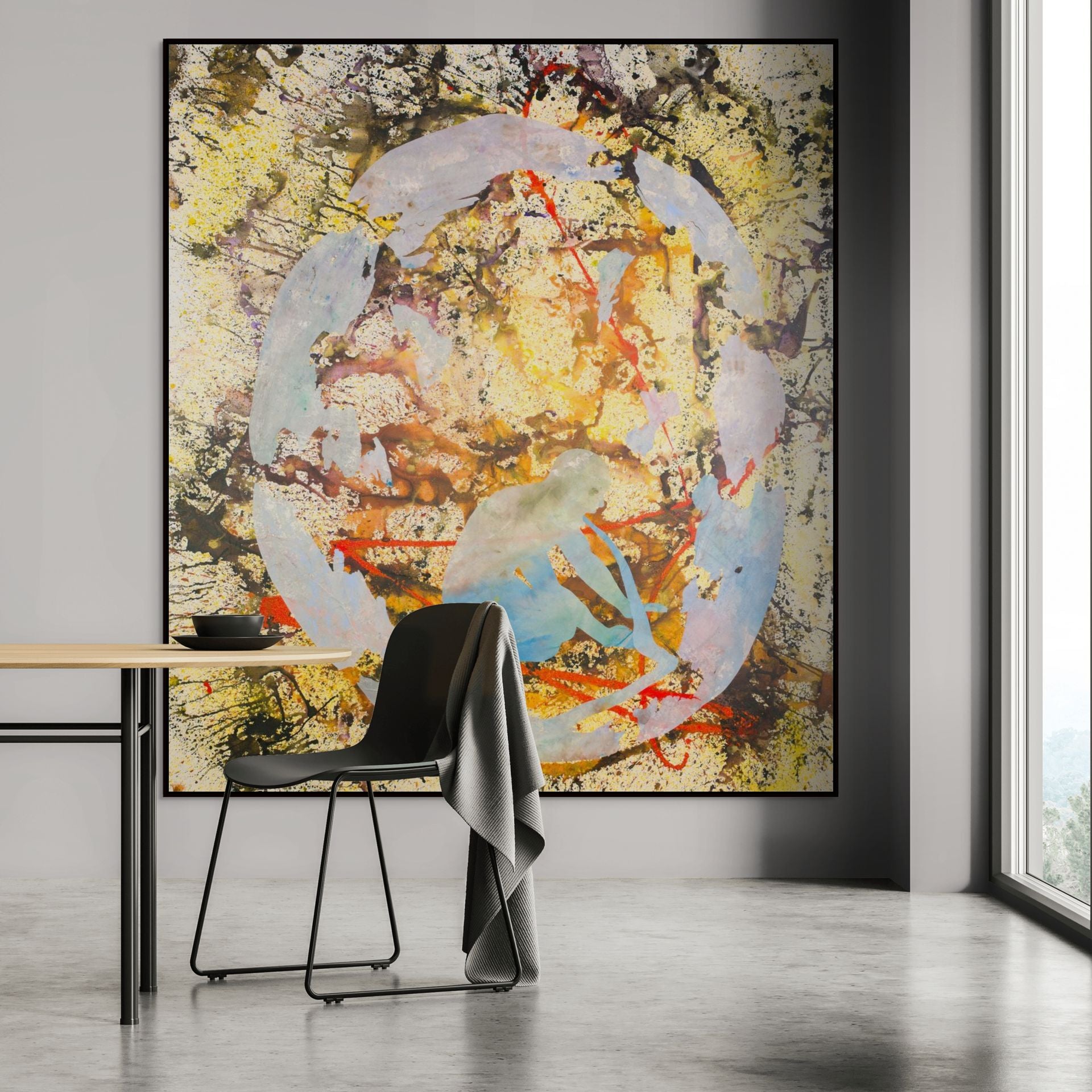Surrender Extra Large Abstract canvas wall art framed and hung on a wall by Summer Jiang (view 3)