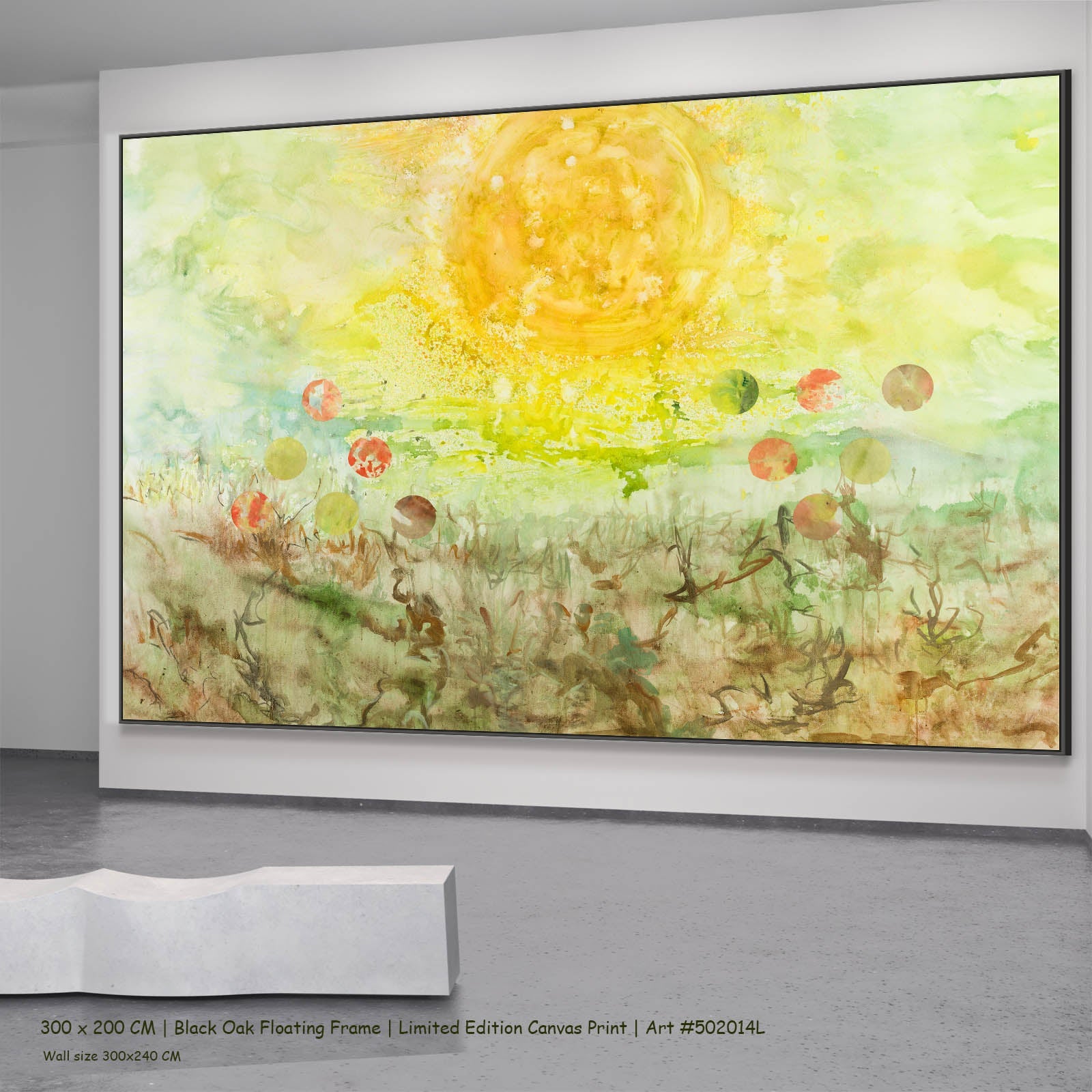 Cycle Without Resistance Contemporary canvas wall art in a black oak floating frame, 300 × 200 cm
