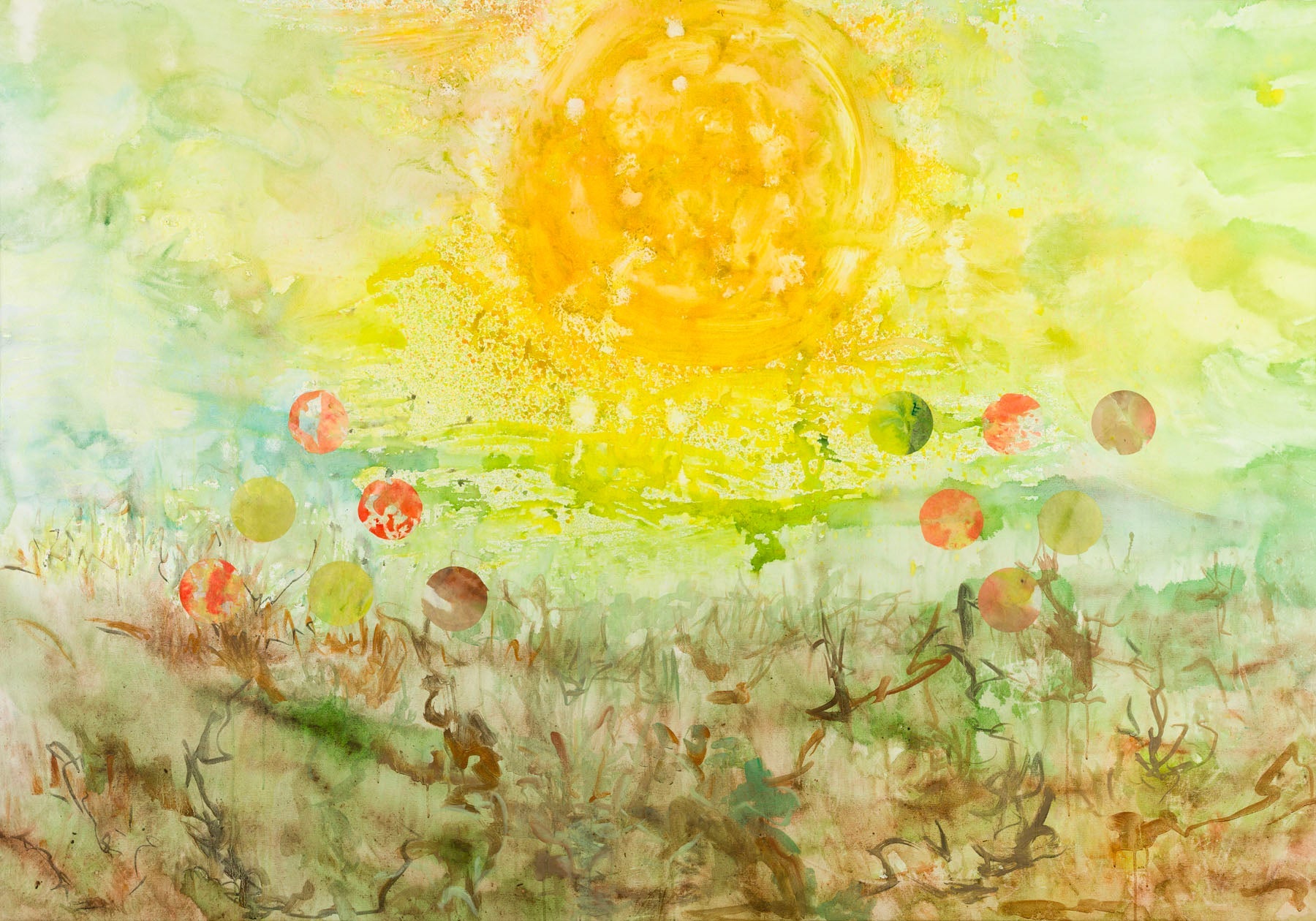 Cycle Without Resistance — yellow green brown Large Scale Contemporary Landscape canvas wall art by Summer Jiang