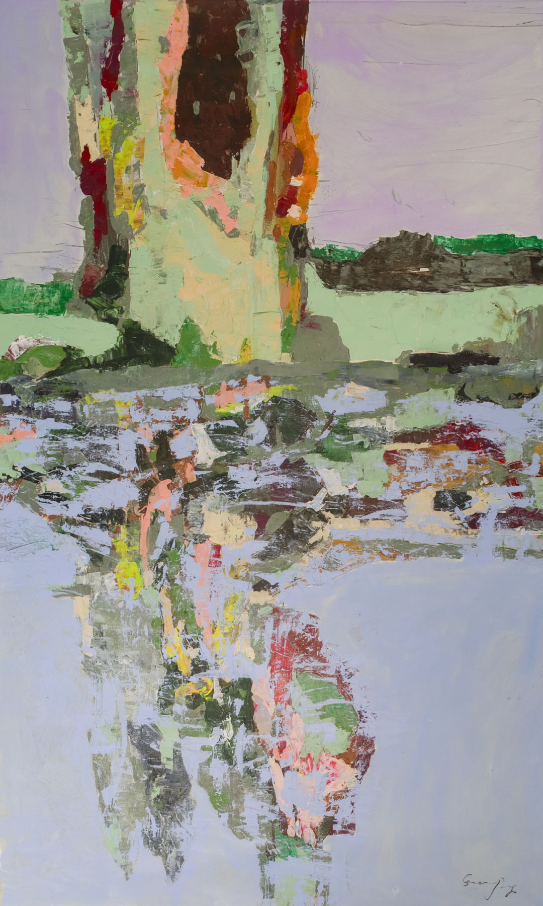 Forgotten — green pink purple Large Abstract Landscape canvas wall art by Summer Jiang