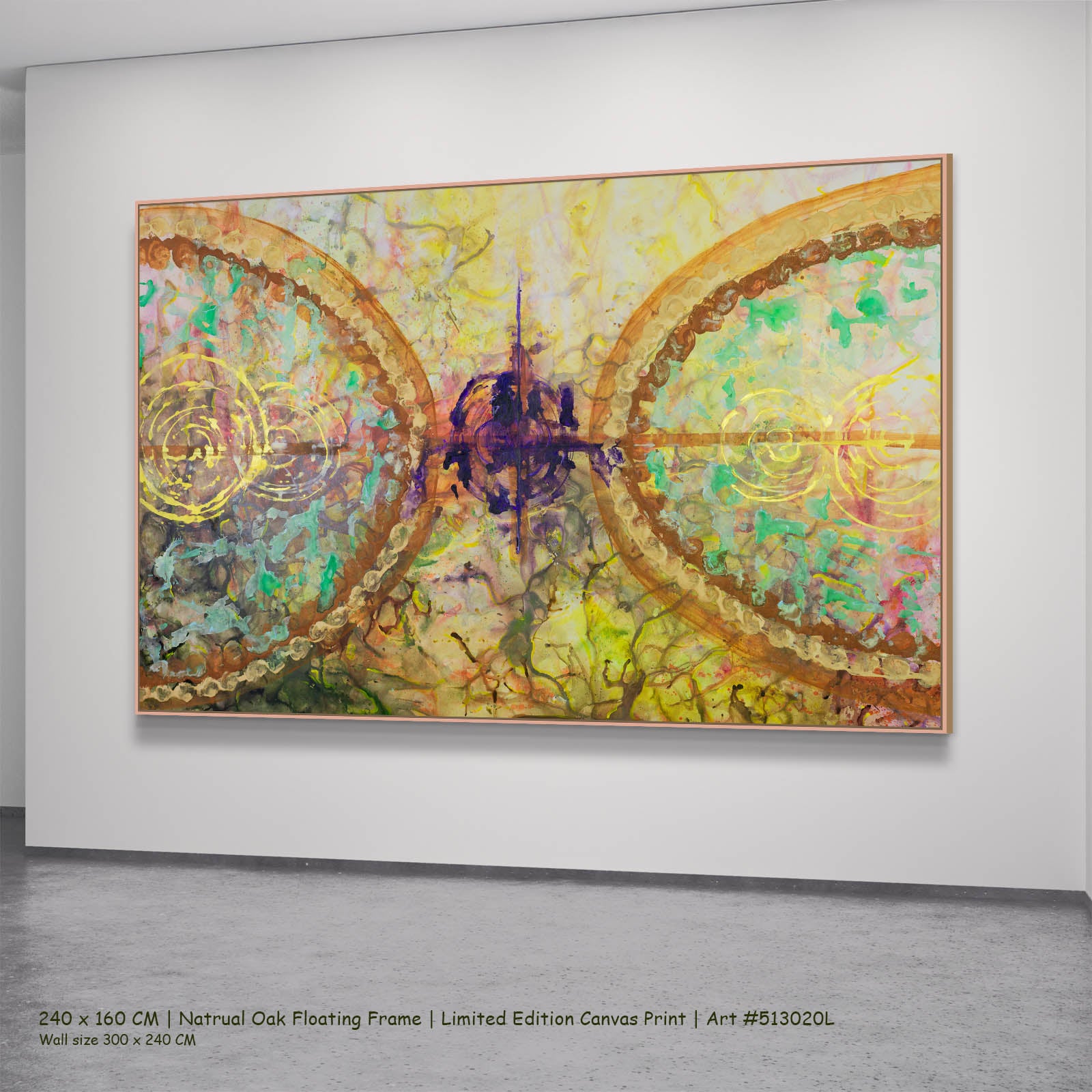 π of Life Contemporary canvas wall art in a natural oak floating frame, 240 × 160 cm