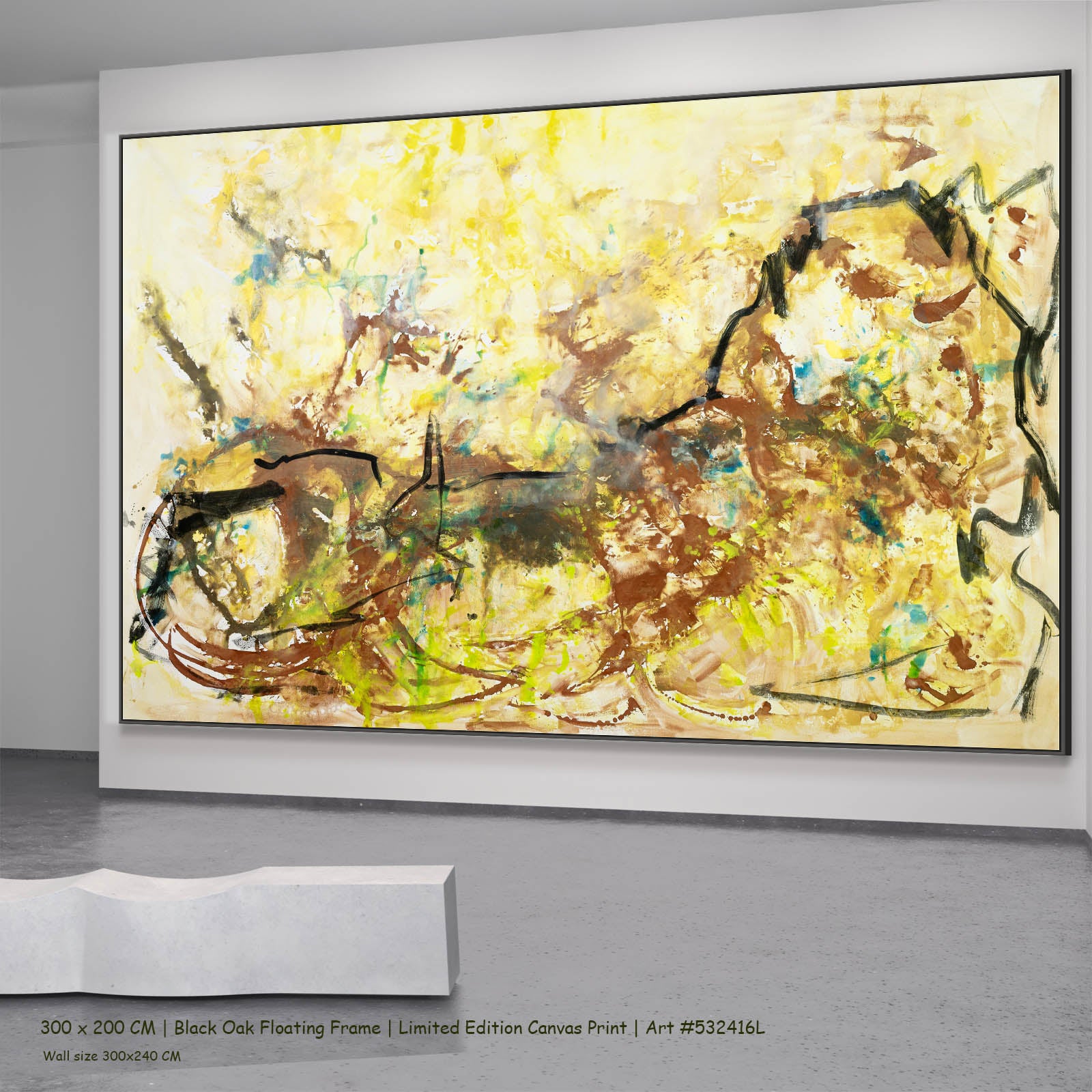 The Climb Modern canvas wall art in a black oak floating frame, 300 × 200 cm
