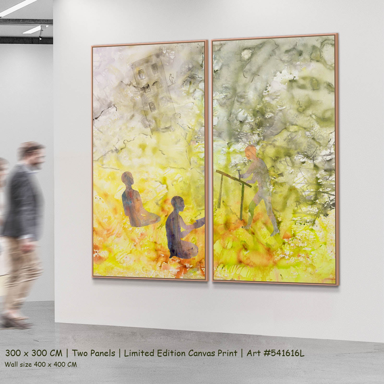 Between the Old and New Abstract two-panel canvas wall art set, 300 × 300 cm