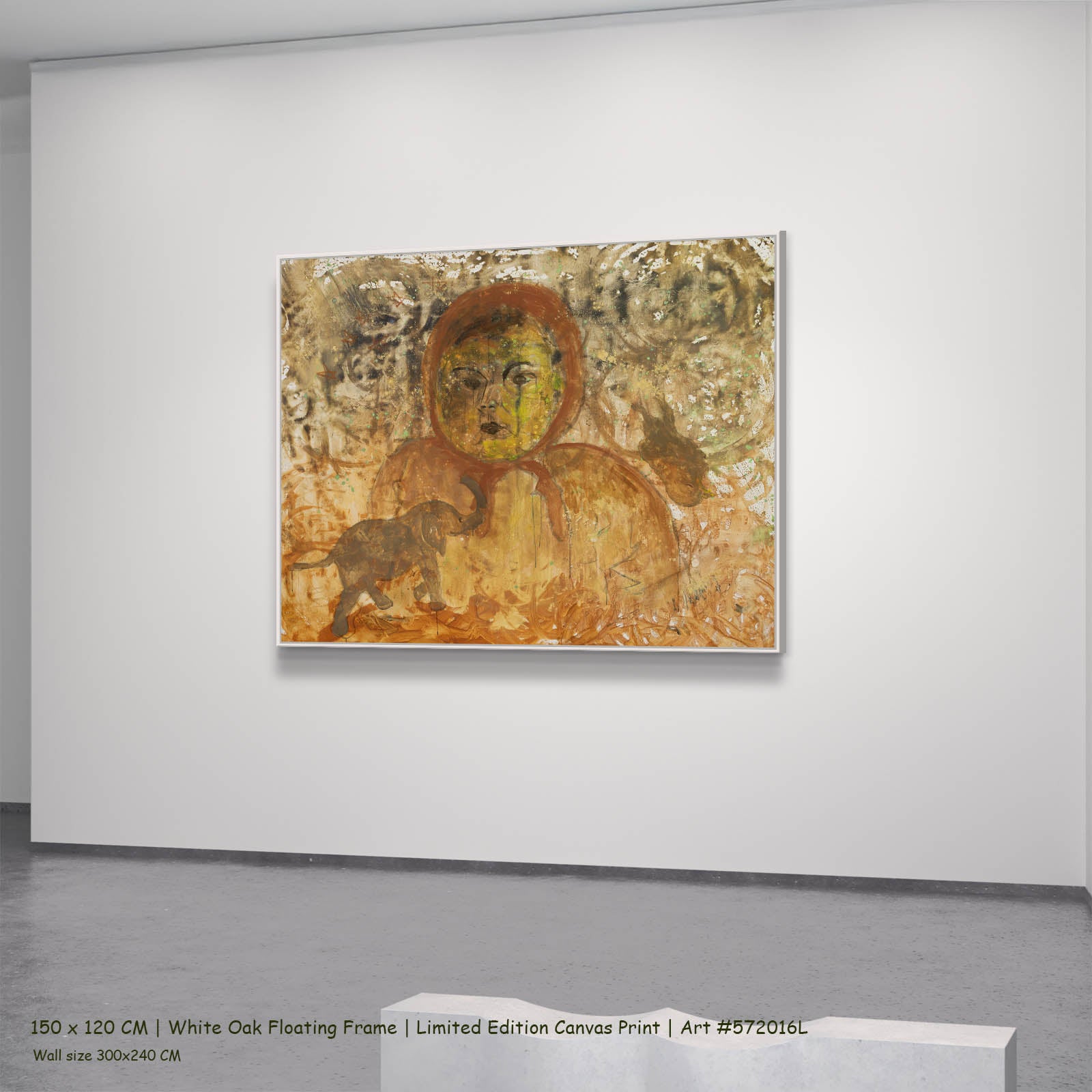 The Home I Don't Belong Modern canvas wall art in a white oak floating frame, 150 × 120 cm
