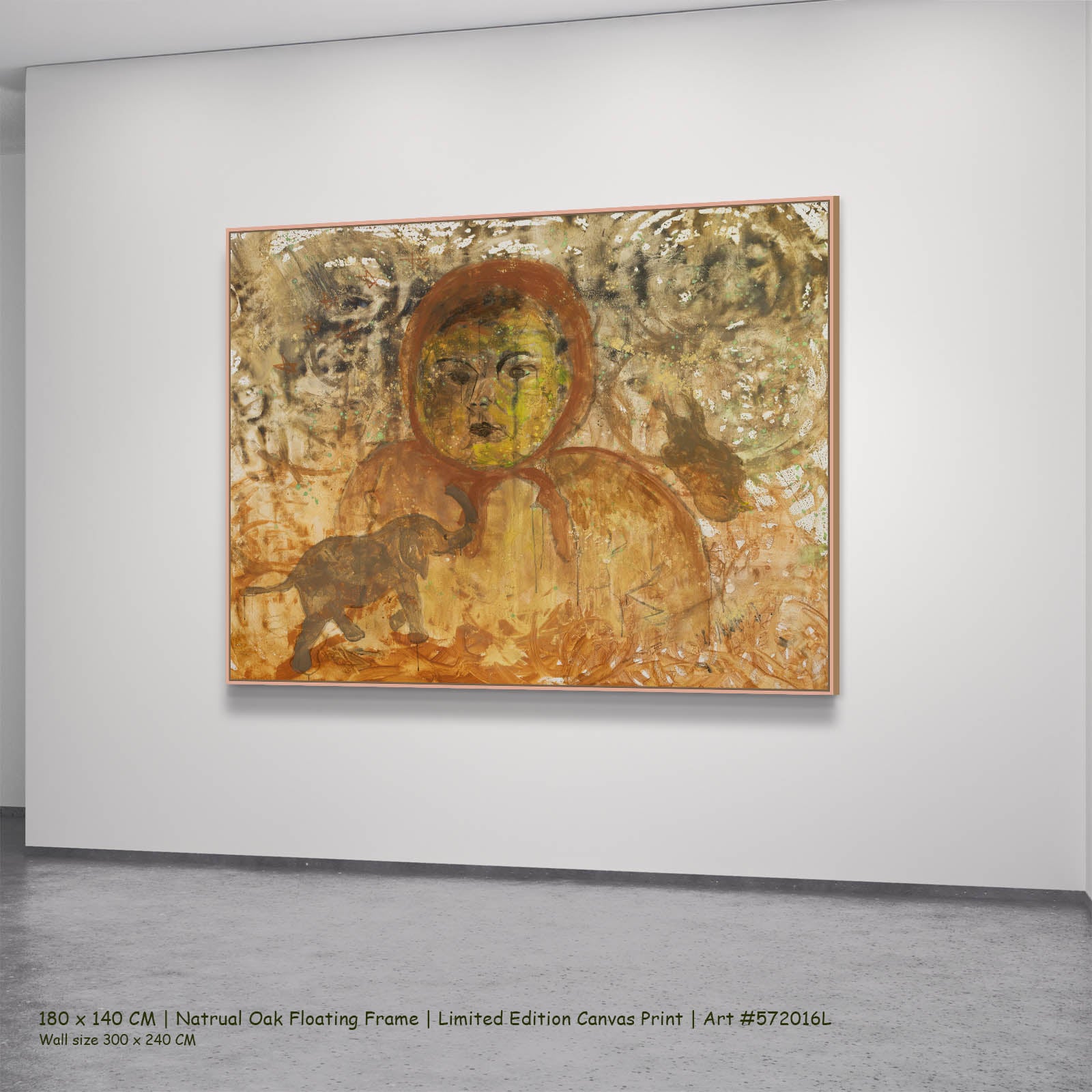The Home I Don't Belong Modern canvas wall art in a natural oak floating frame, 180 × 140 cm