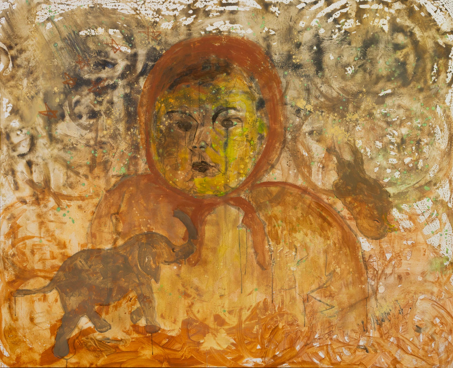 The Home I Don't Belong — brown and yellow Oversized Modern canvas wall art by Summer Jiang