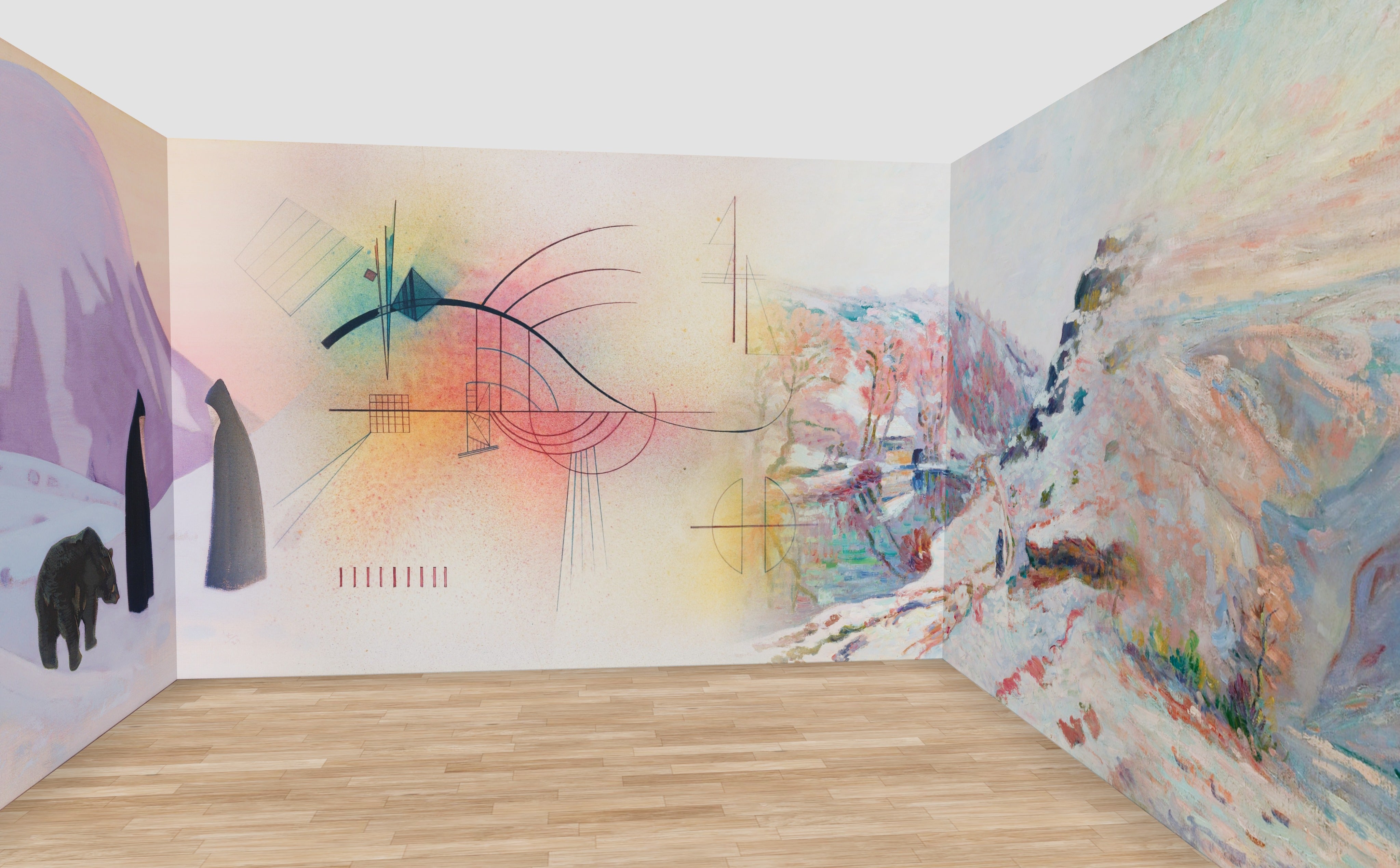 Soft Blush Wall Mural — shown in a 12 m room at 270 cm ceiling