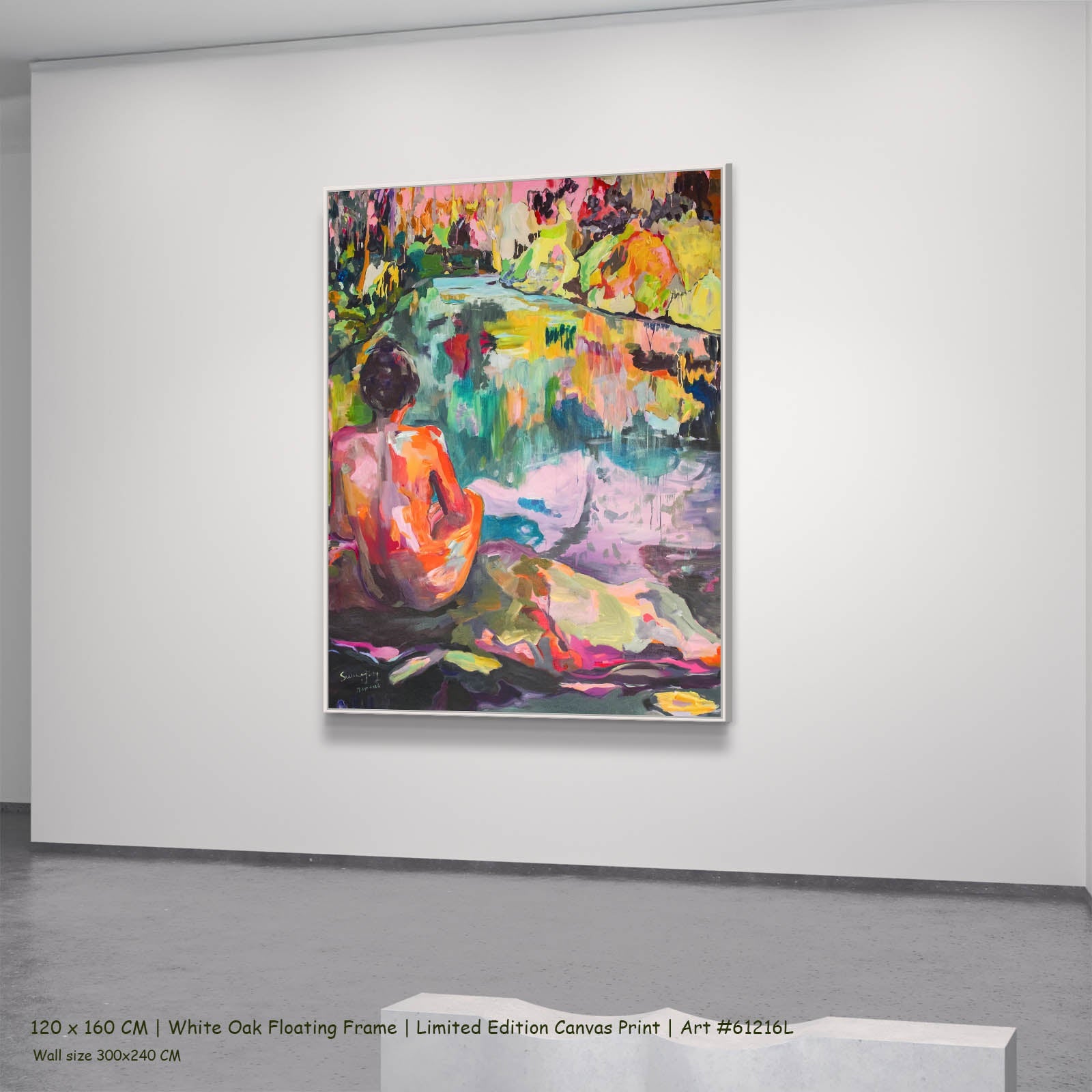 The Start of a Summer Contemporary canvas wall art in a white oak floating frame, 120 × 160 cm