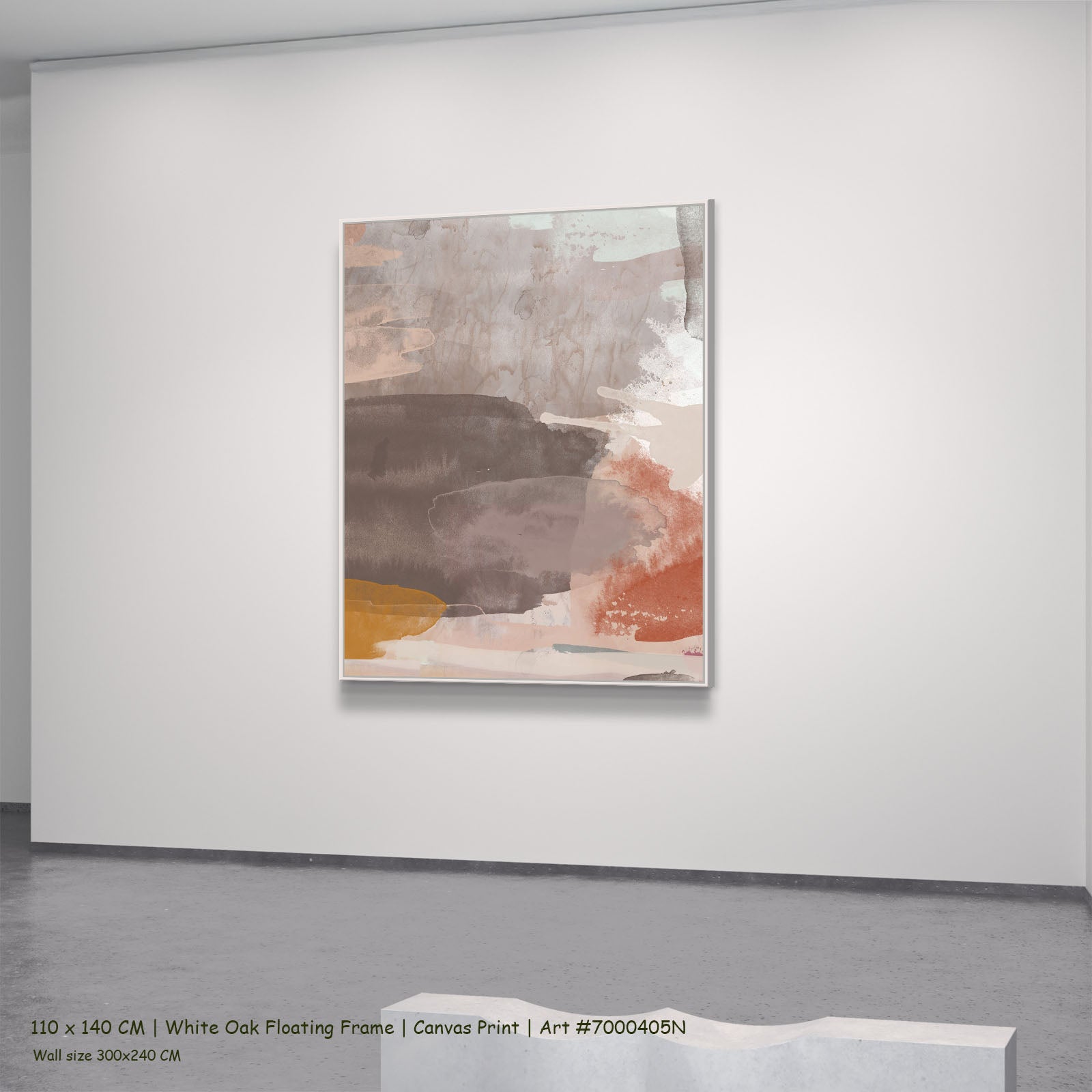 Sunset I in a white oak floating frame, large canvas