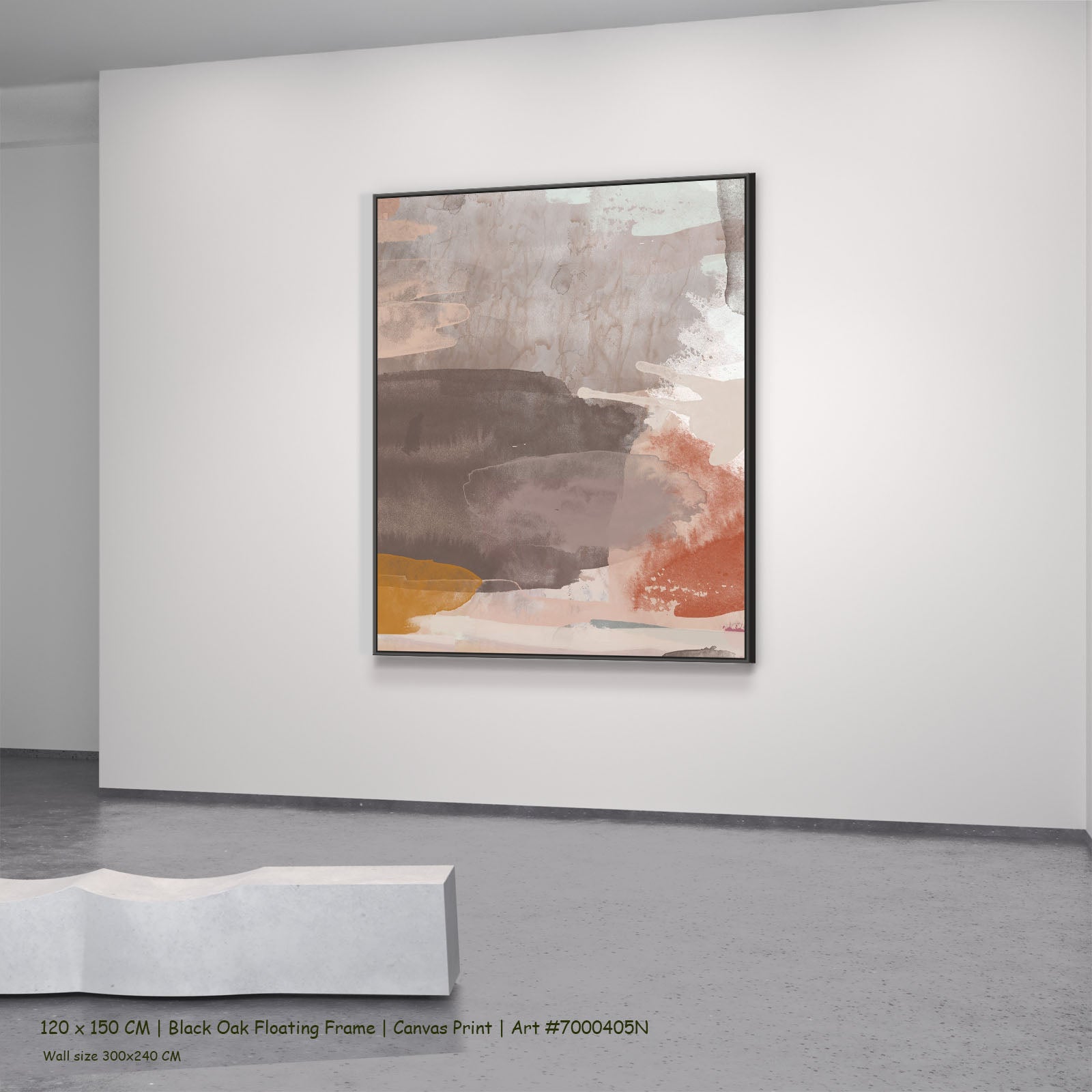 Sunset I in a black oak floating frame, large canvas