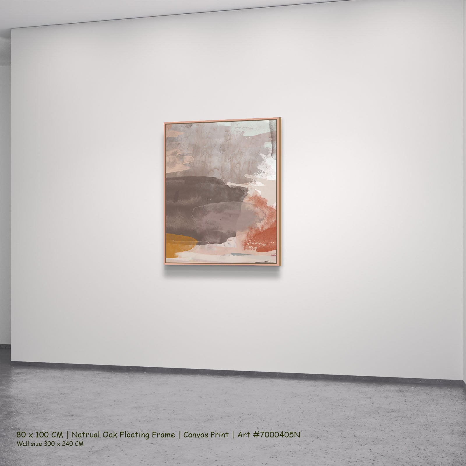 Sunset I in a natural oak floating frame, large canvas