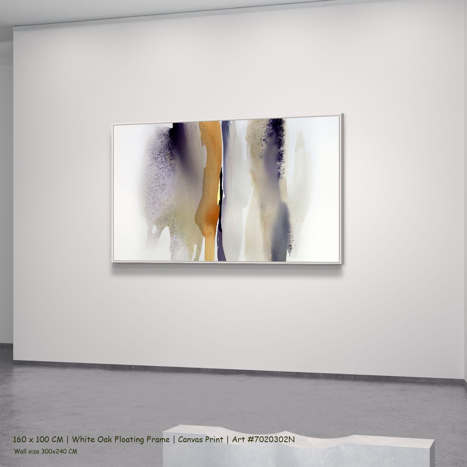 First Light I in a white oak floating frame, large canvas
