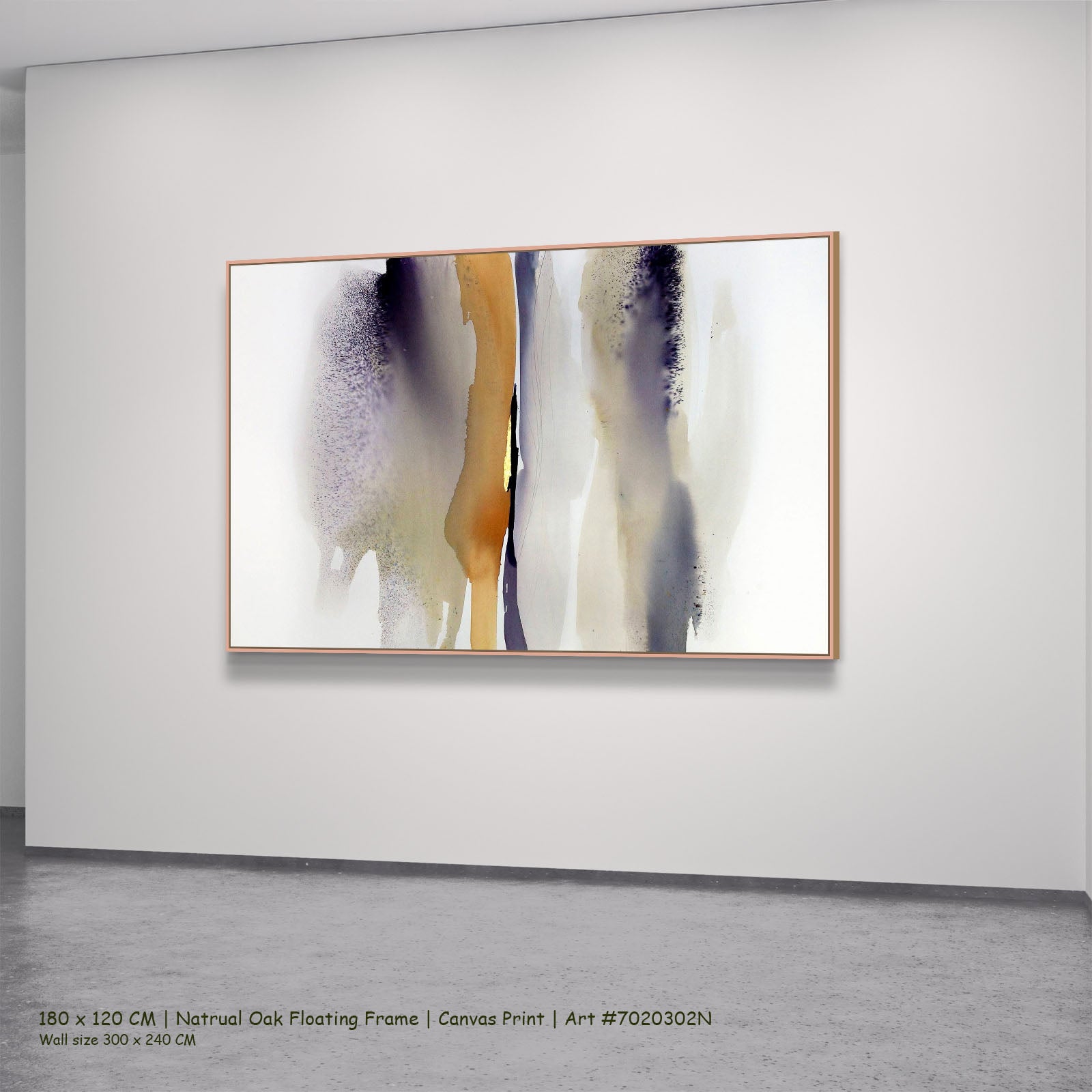 First Light I in a natural oak floating frame, large canvas