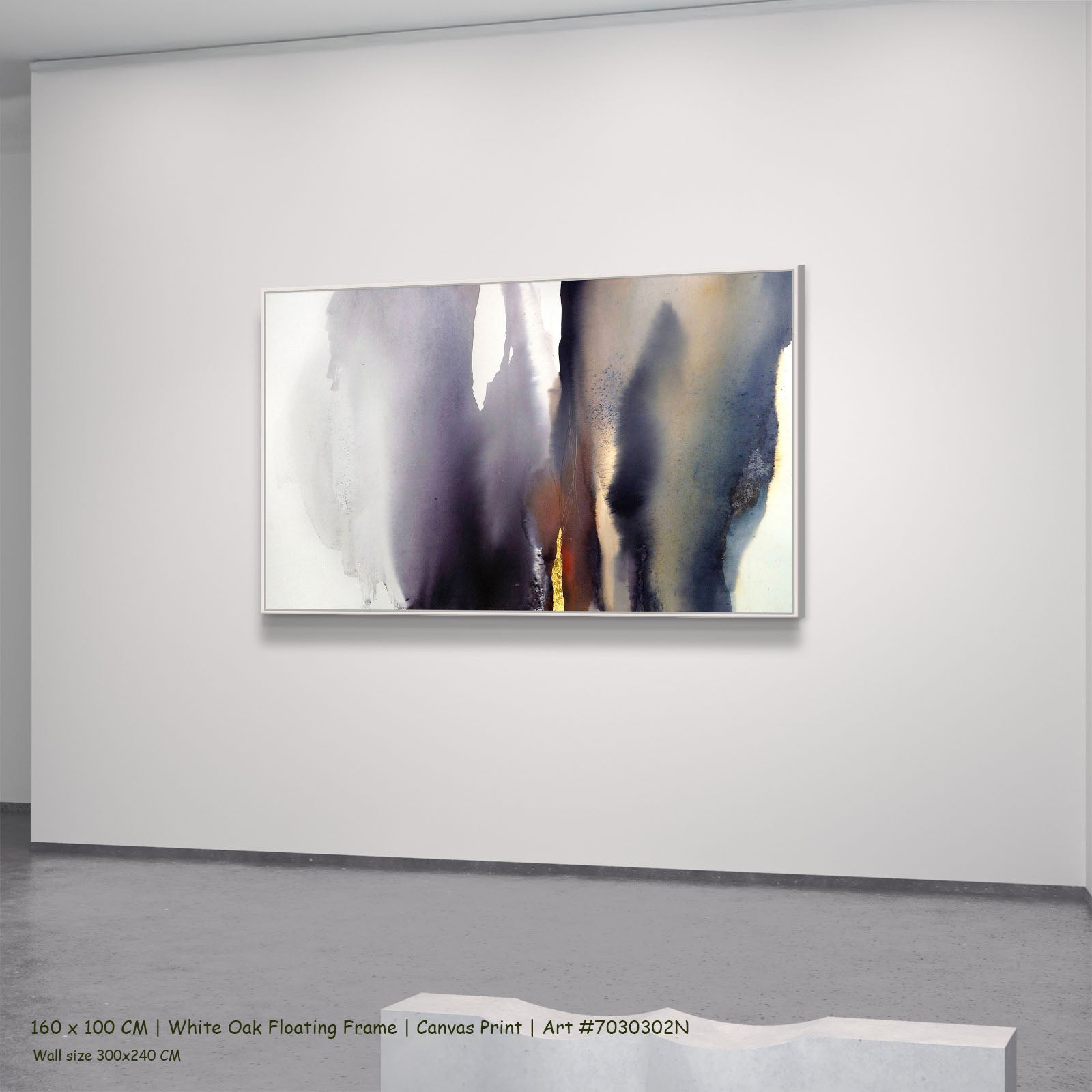 First Light II in a white oak floating frame, large canvas