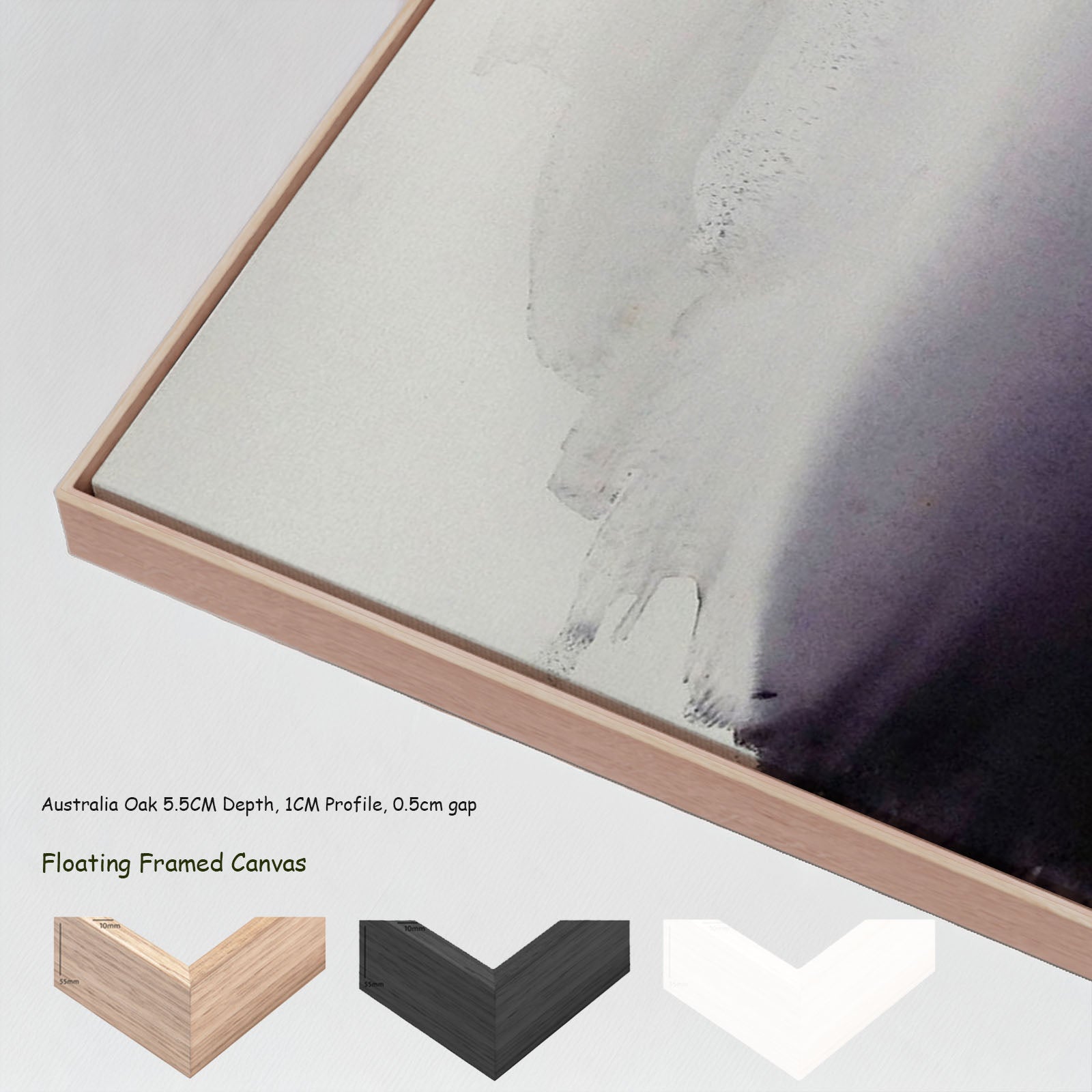 First Light II — oak floating frame options, large canvas print