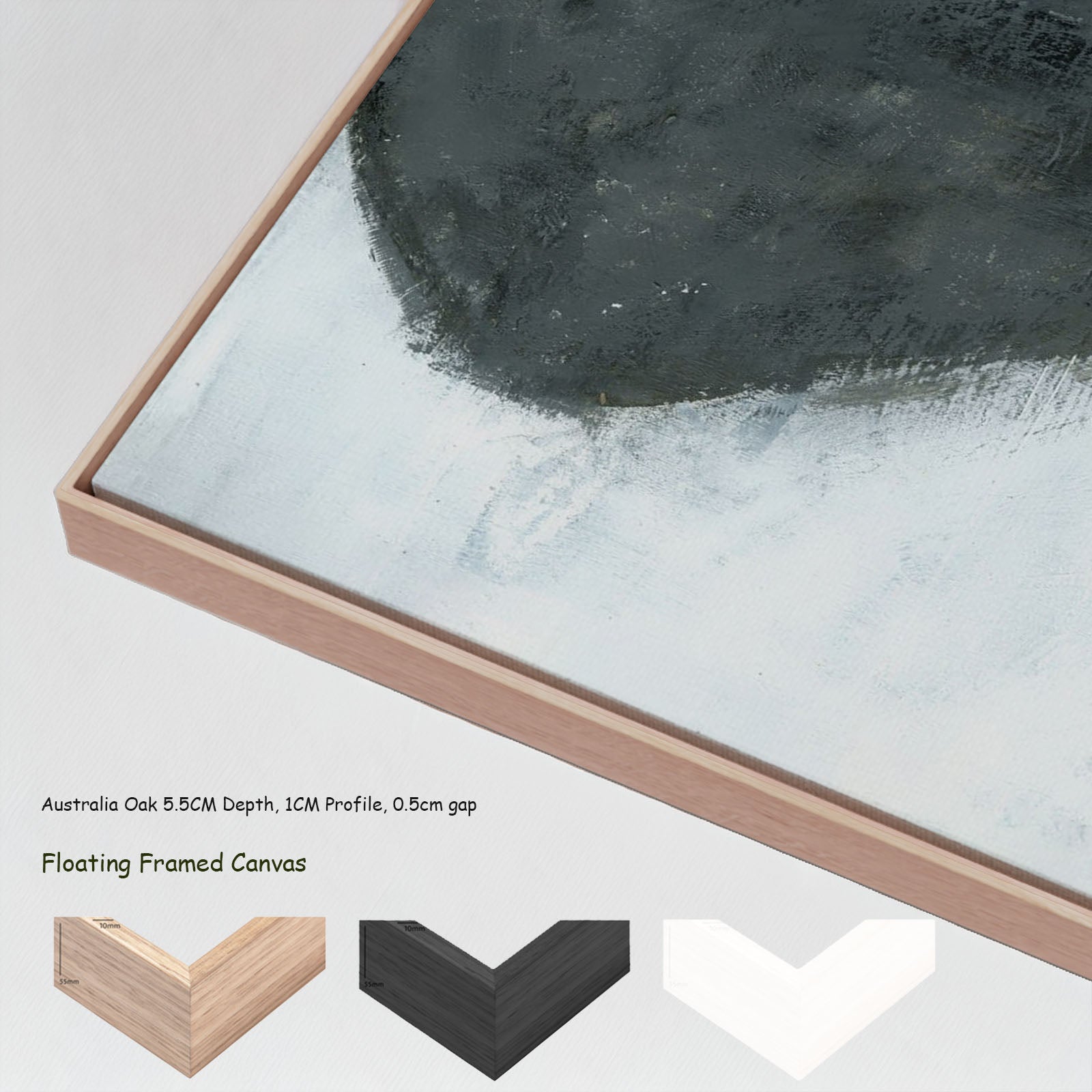 Monochrome Geometry II — oak floating frame options, large canvas print