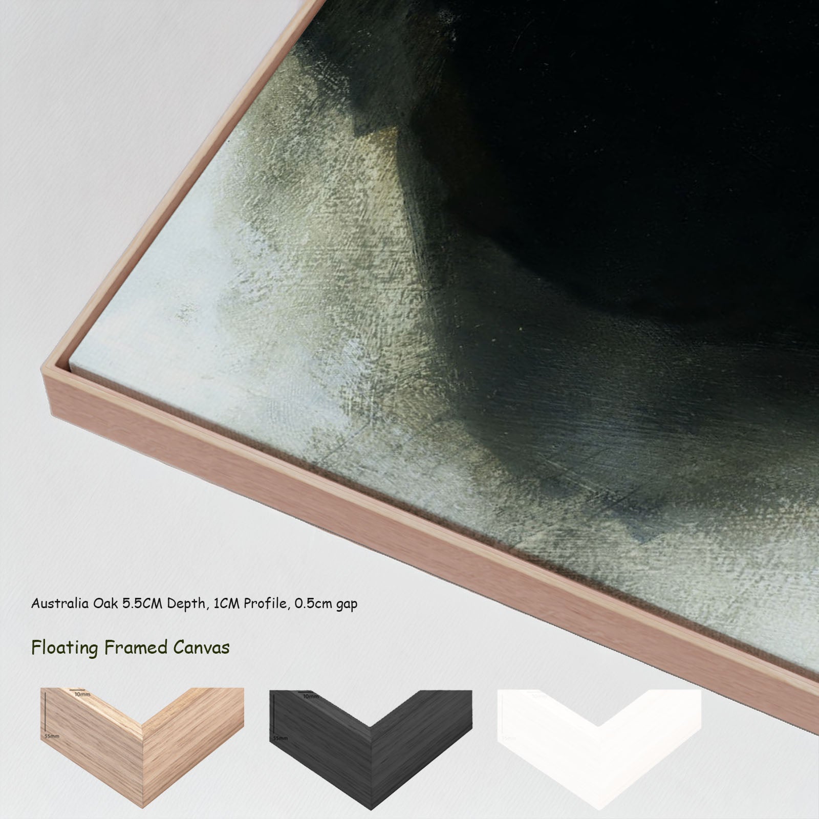 Monochrome Geometry IV — oak floating frame options, large canvas print