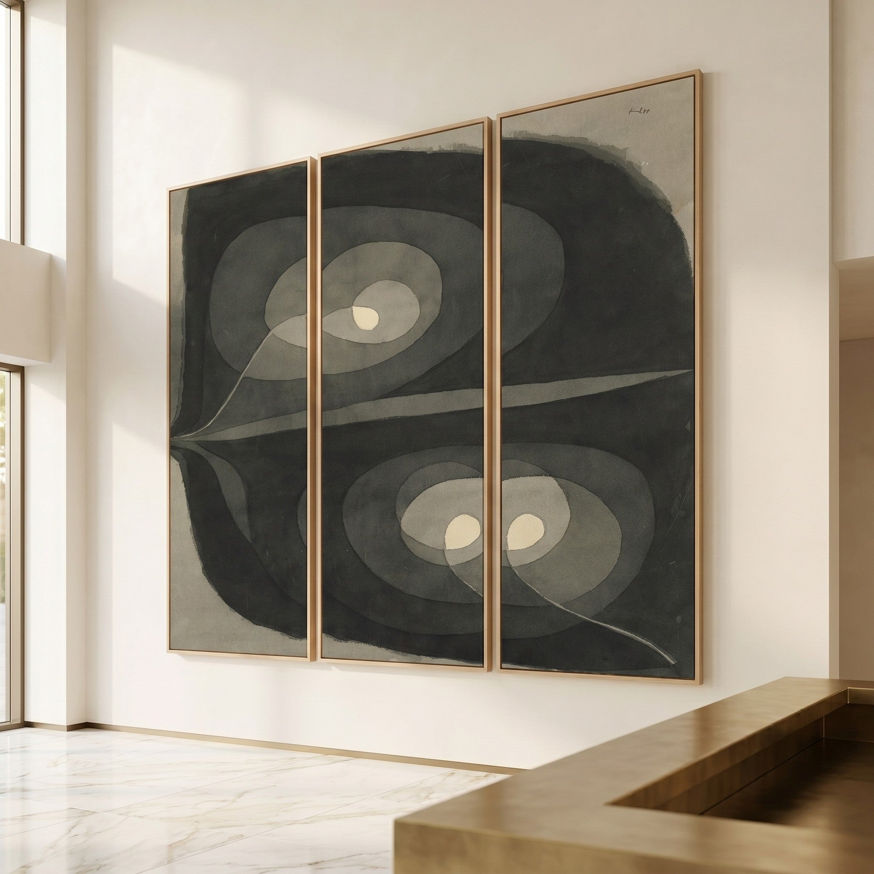 Spiral Screw Flowers III Botanical three-panel canvas wall art set