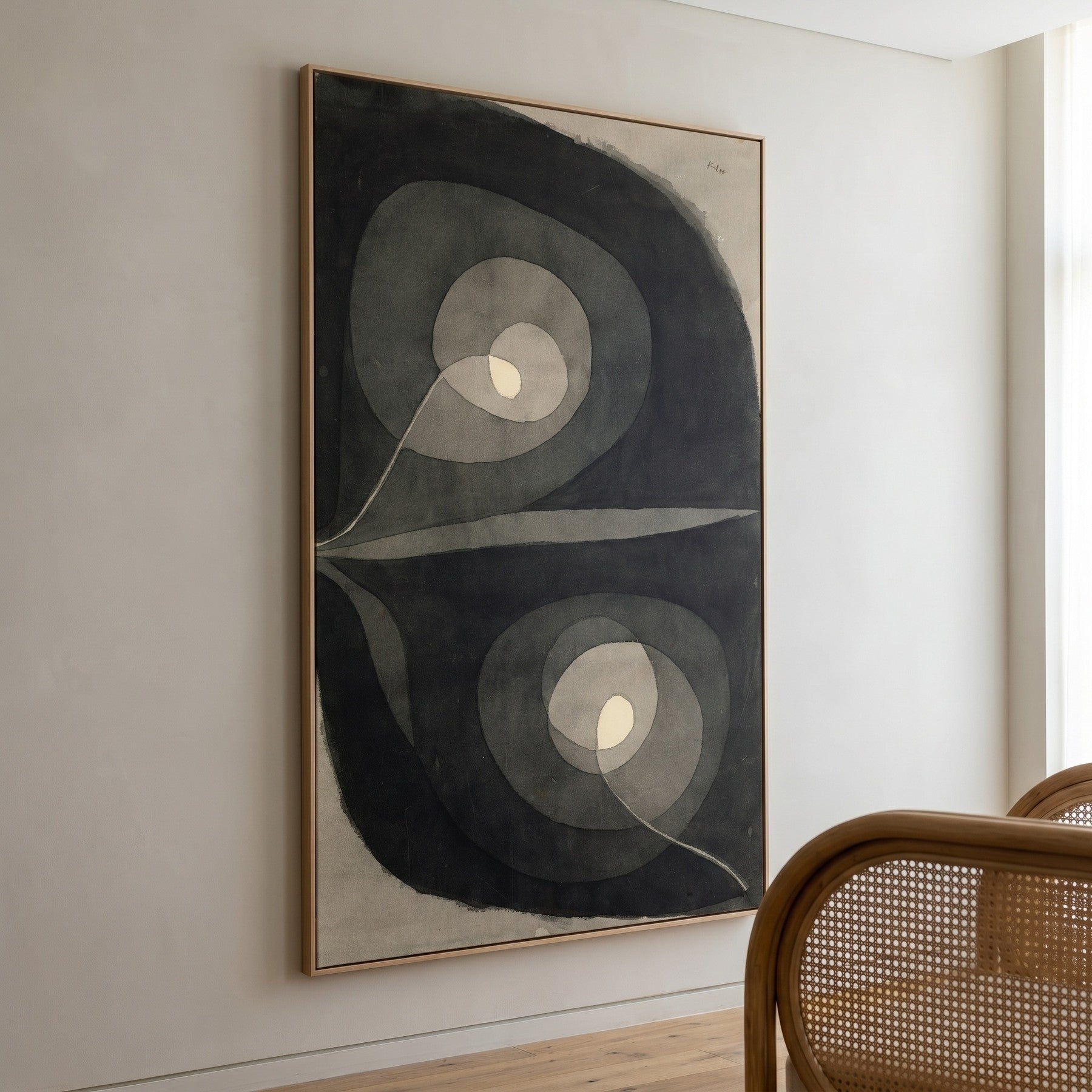 Spiral Screw Flowers III Botanical canvas wall art styled in a room setting by Paul Klee