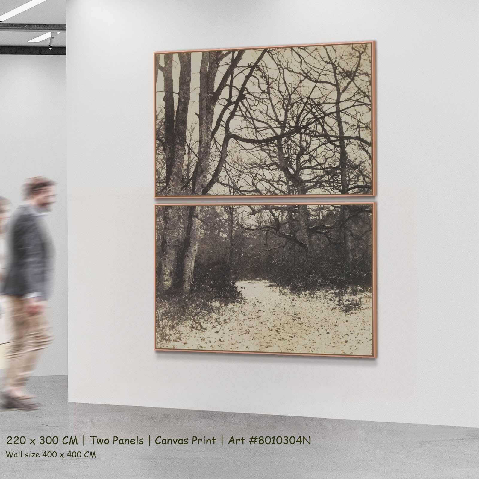 Fontainebleau Forest Landscape two-panel canvas wall art set, 220 × 300 cm