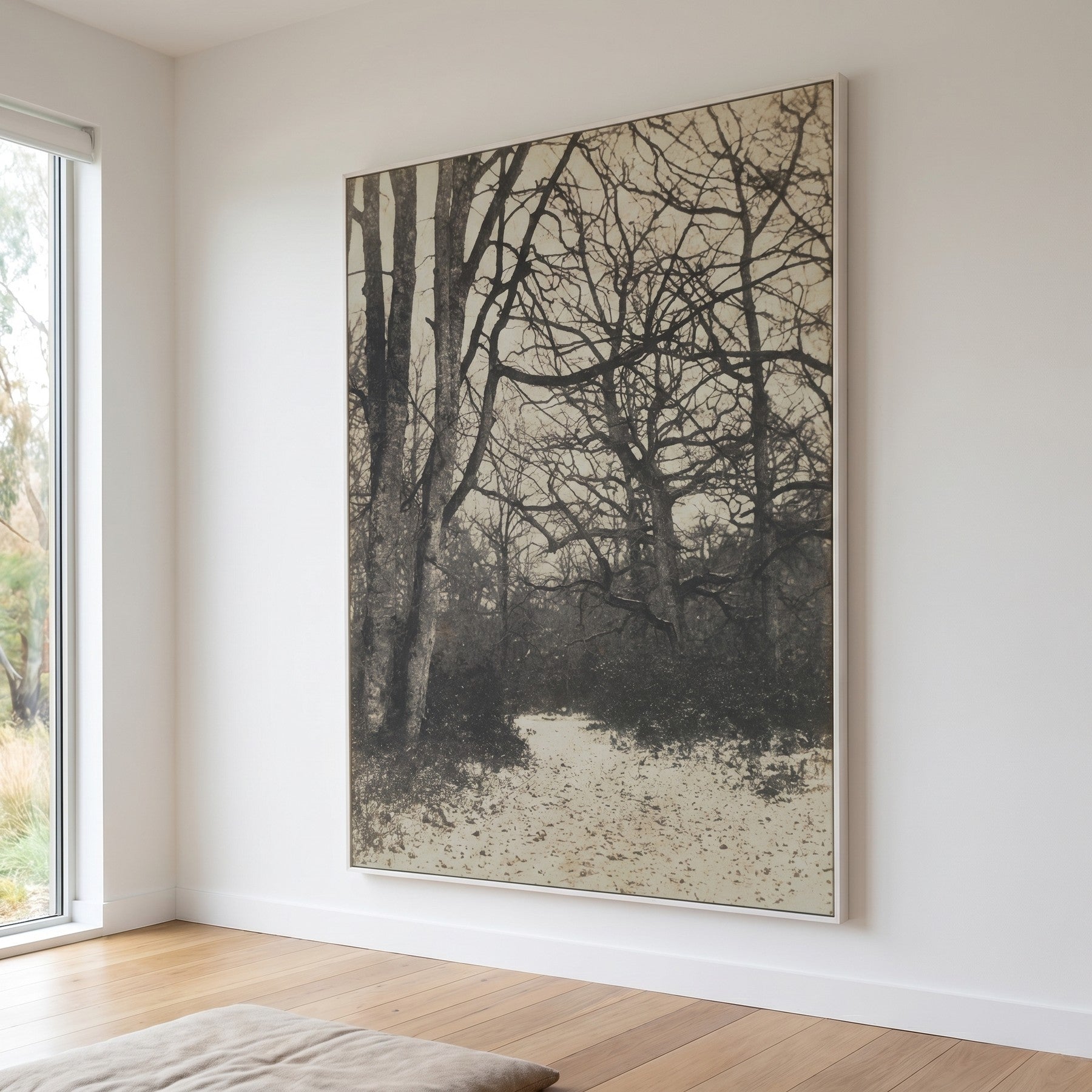 Fontainebleau Forest Landscape canvas wall art shown in a styled room by Eugène Cuvelier
