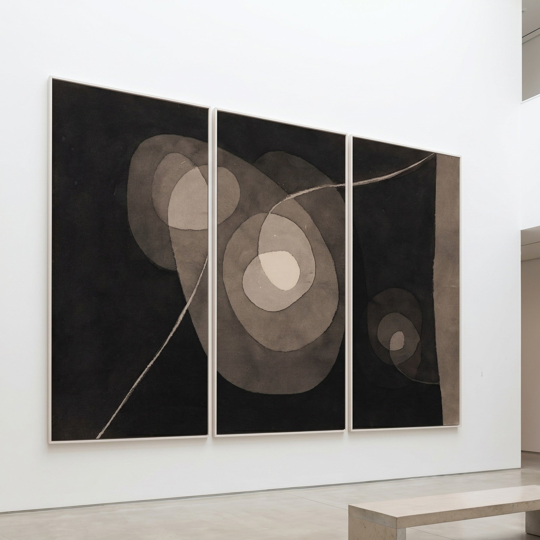 Spiral Screw Flowers II Botanical three-panel canvas wall art set