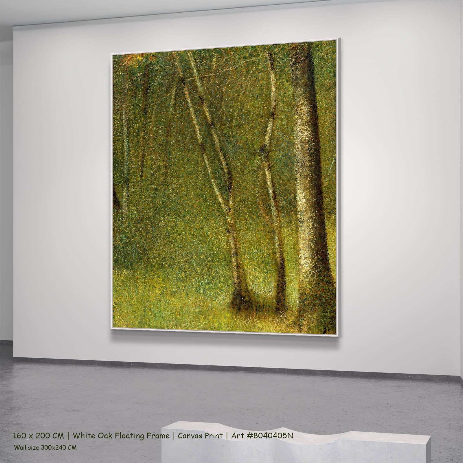 The Forest at Pontaubert Landscape canvas wall art in a white oak floating frame, 160 × 200 cm